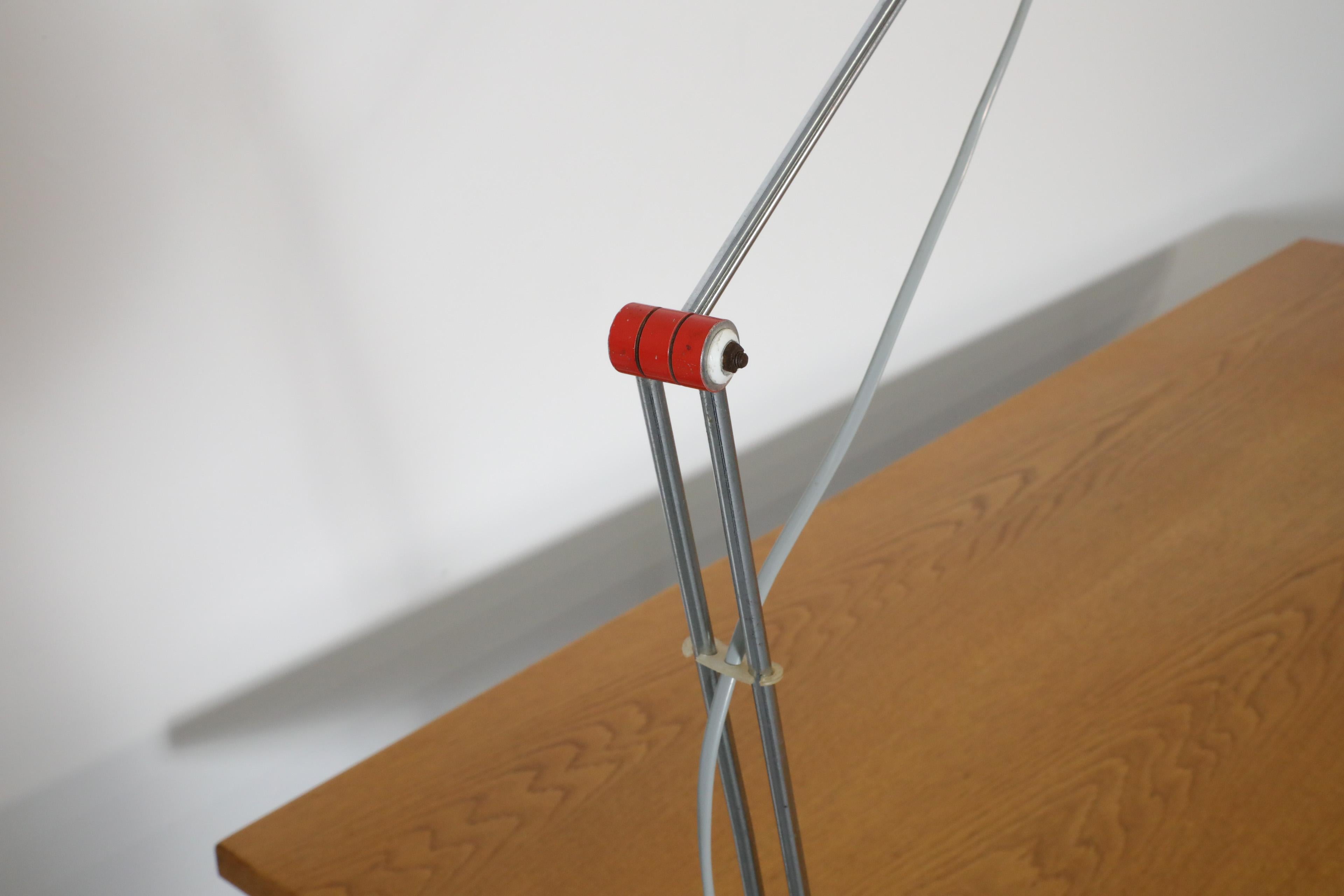 Hala Style Red Aluminum Industrial Drafting Lamp with Chrome Stem and Clamp 4