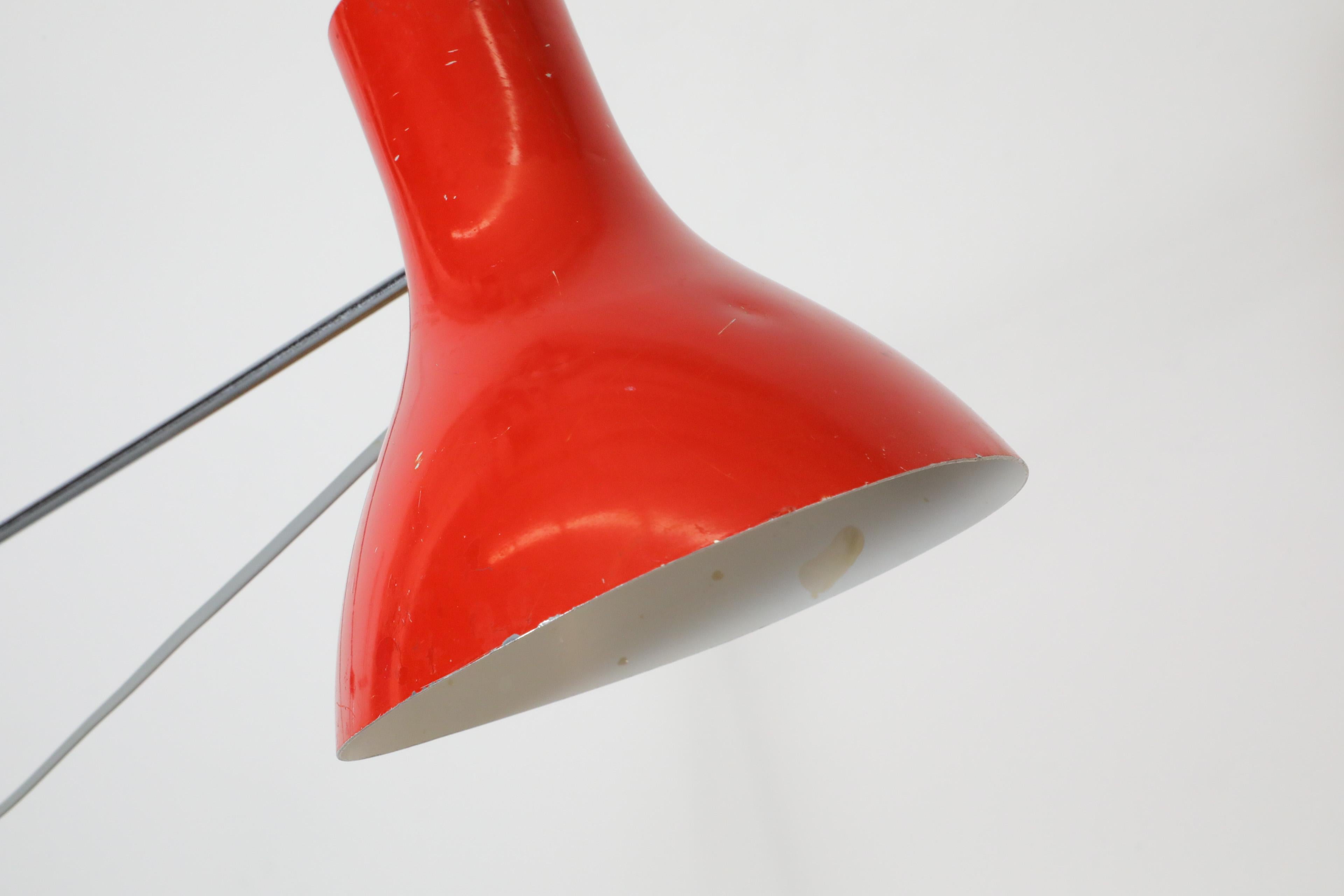 Hala Style Red Aluminum Industrial Drafting Lamp with Chrome Stem and Clamp 9
