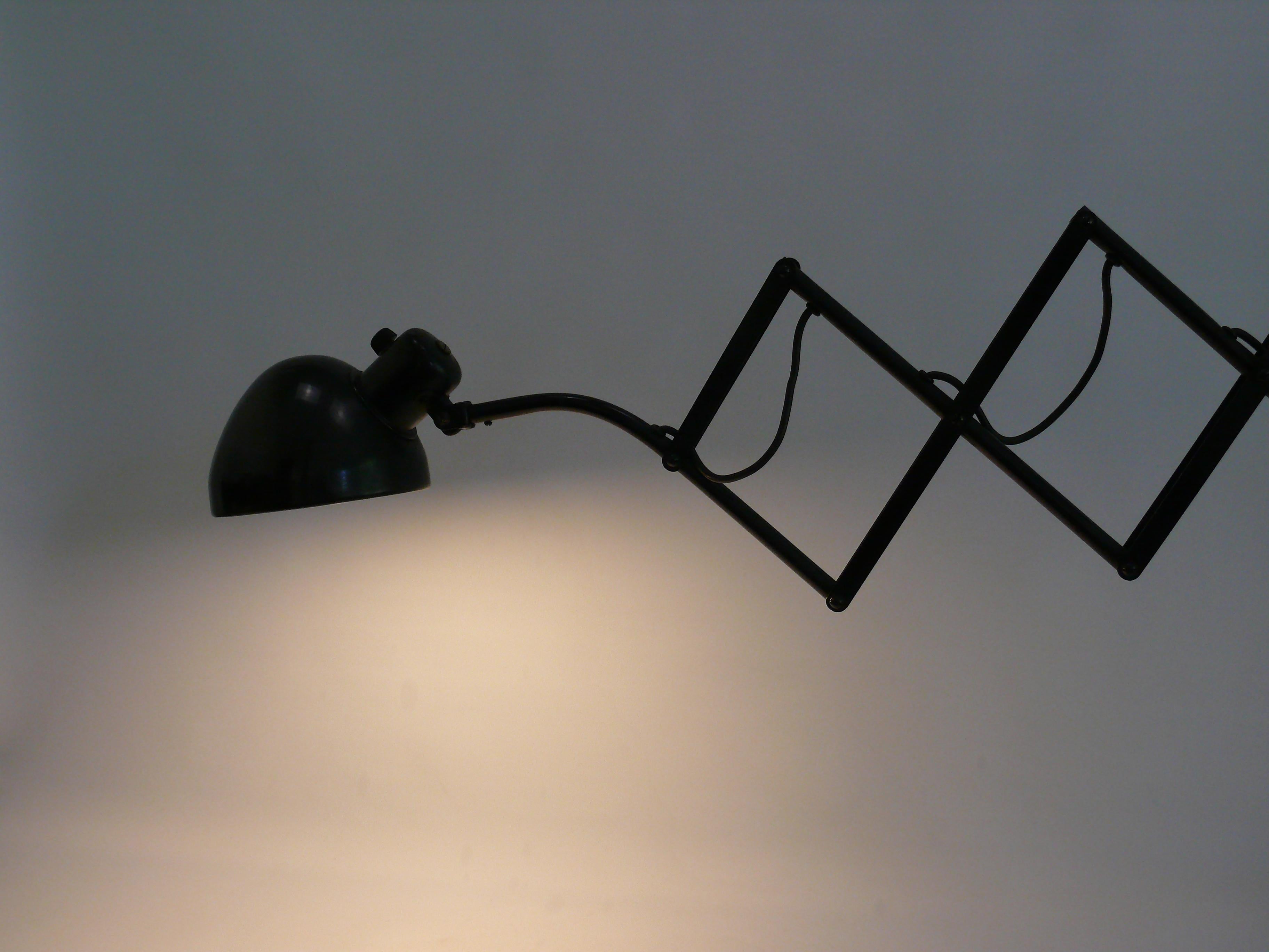 Metal Hala table lamp, scissor lamp, Netherlands 1930 For Sale