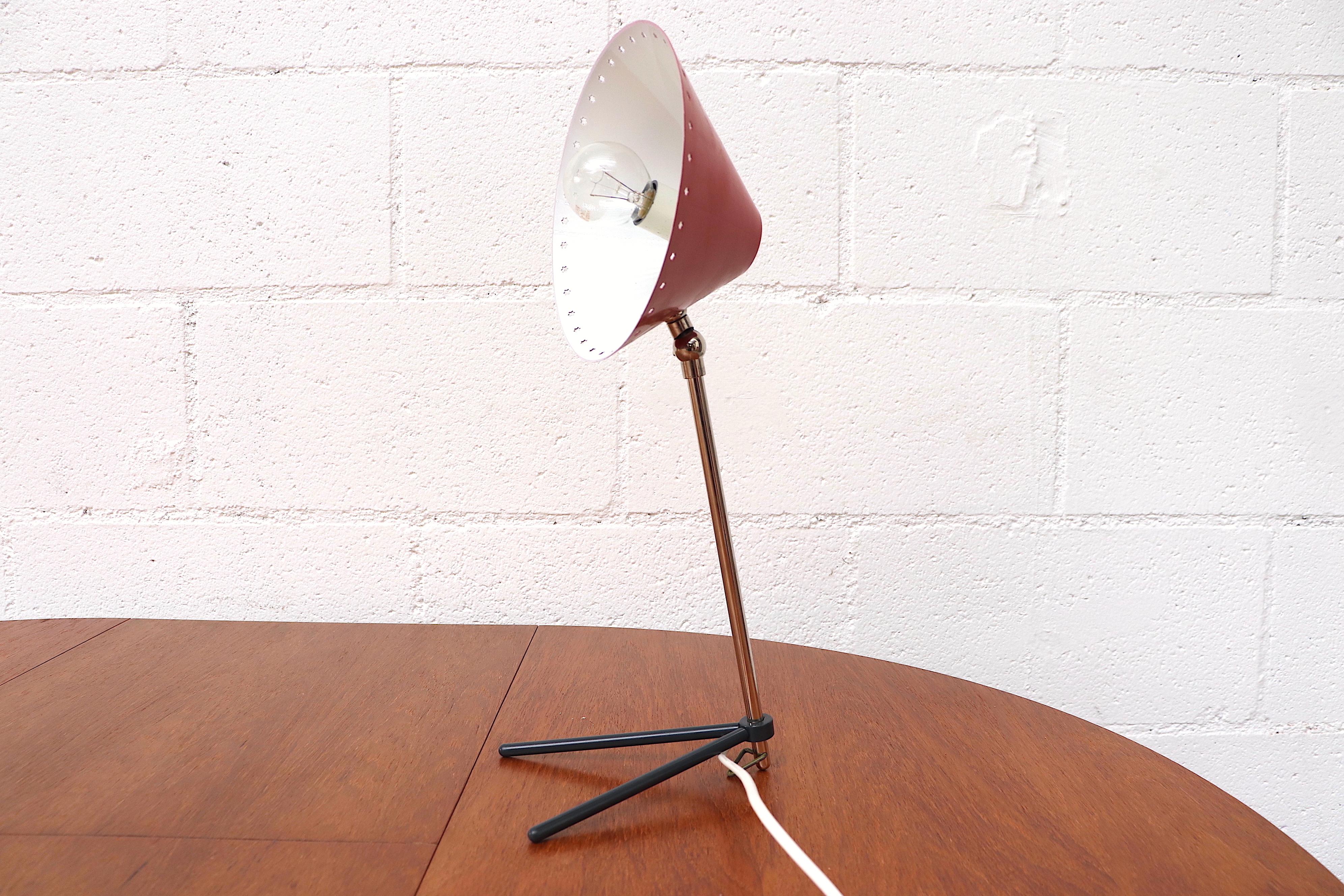 Hala Zeist Red Enameled Pinocchio Table or Wall Lamp In Good Condition In Los Angeles, CA