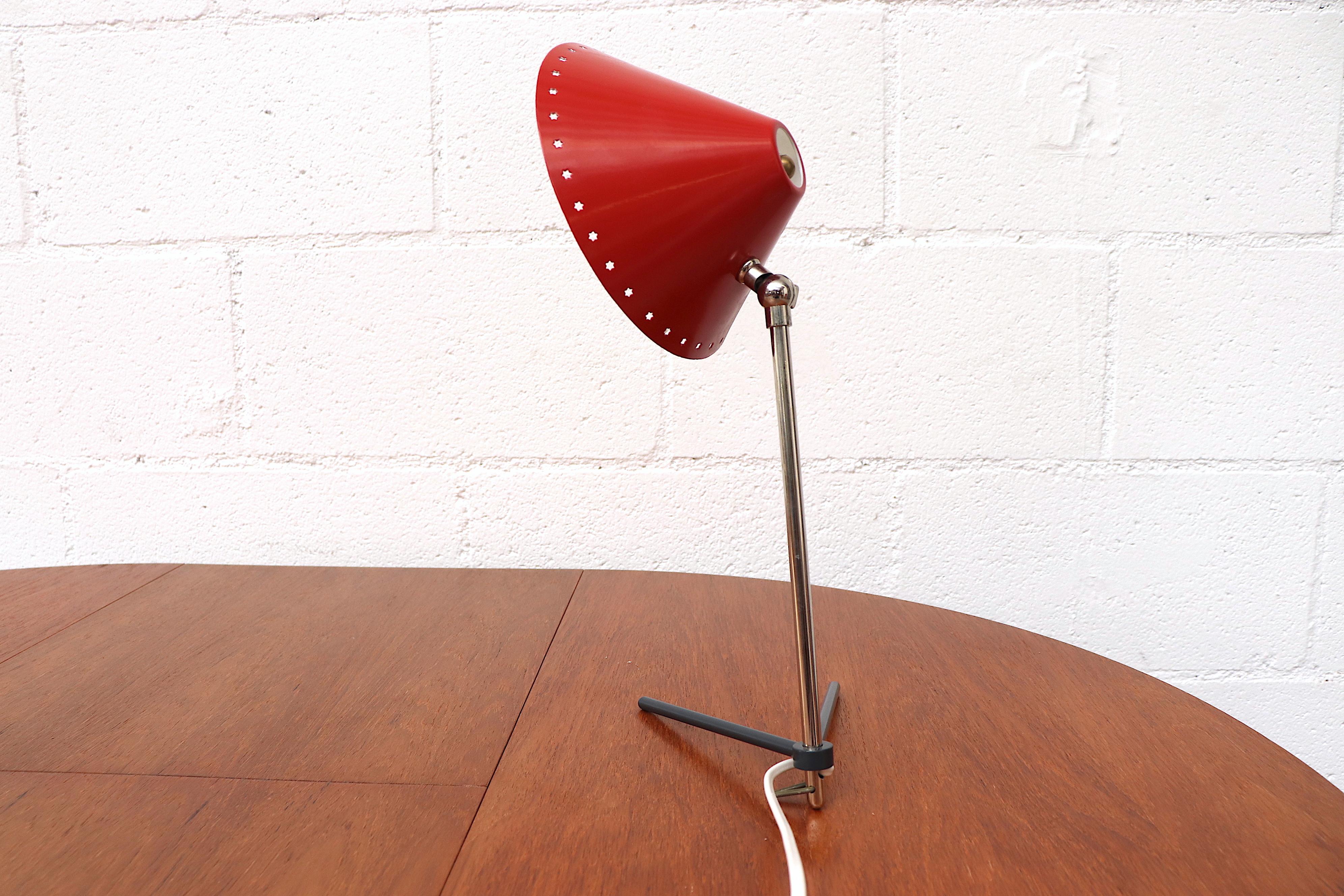 Metal Hala Zeist Red Enameled Pinocchio Table or Wall Lamp