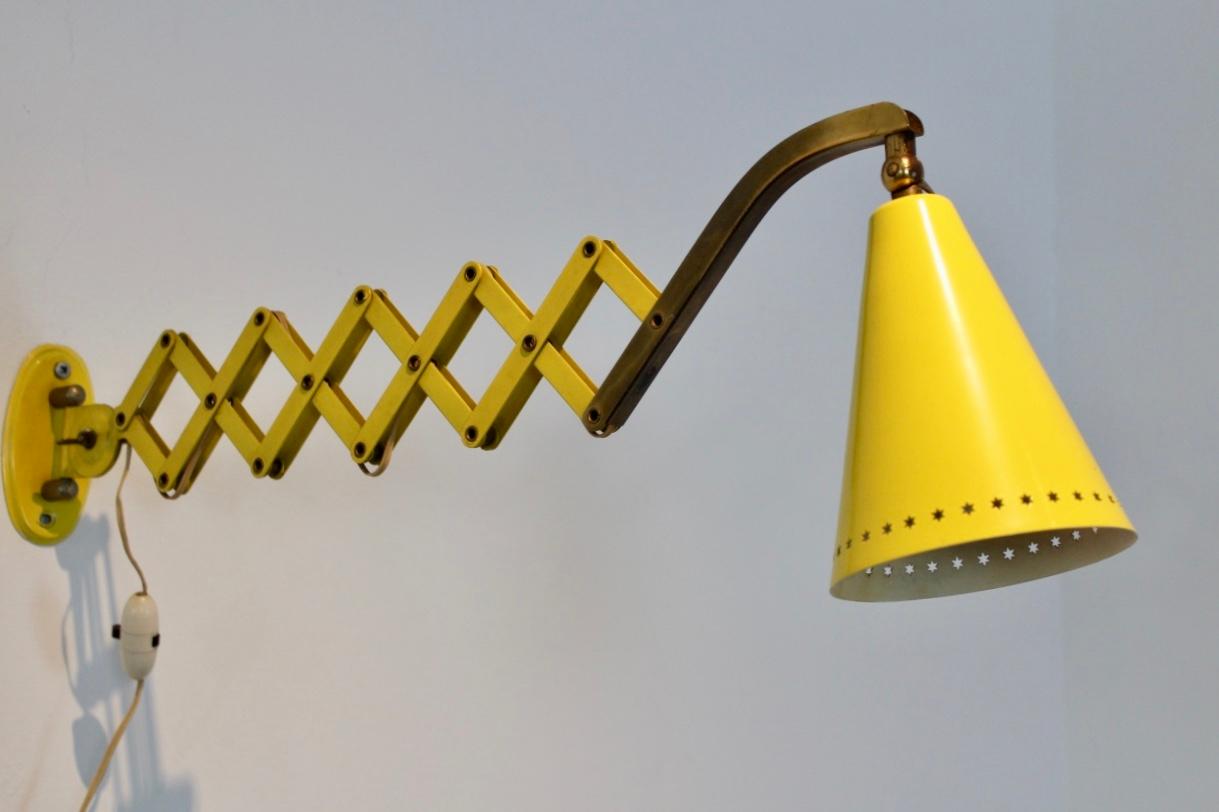 Hala Zeist Scissor Wall Lamp by H. Th. J.A. Busquet in Brass and Yellow 5