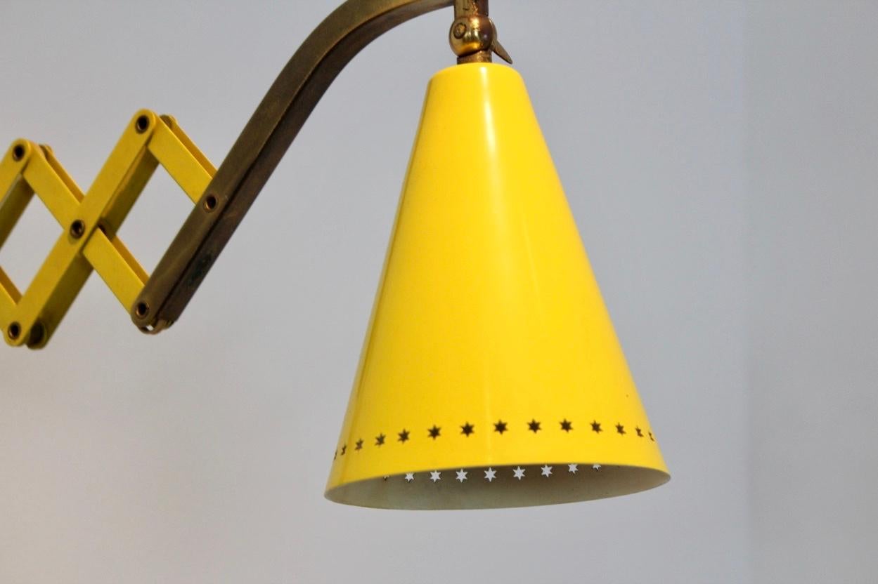 Hala Zeist Scissor Wall Lamp by H. Th. J.A. Busquet in Brass and Yellow 3
