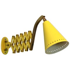 Hala Zeist Scissor Wall Lamp by H. Th. J.A. Busquet in Brass and Yellow