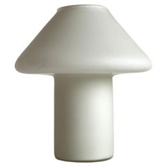 Hala Zeist White Satin Glass Mushroom Table Lamp, Netherlands, 1970s-1980s