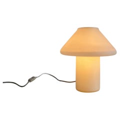 Hala Zeist White Satin Glass Mushroom Table Lamp, Netherlands, 1970s-1980s