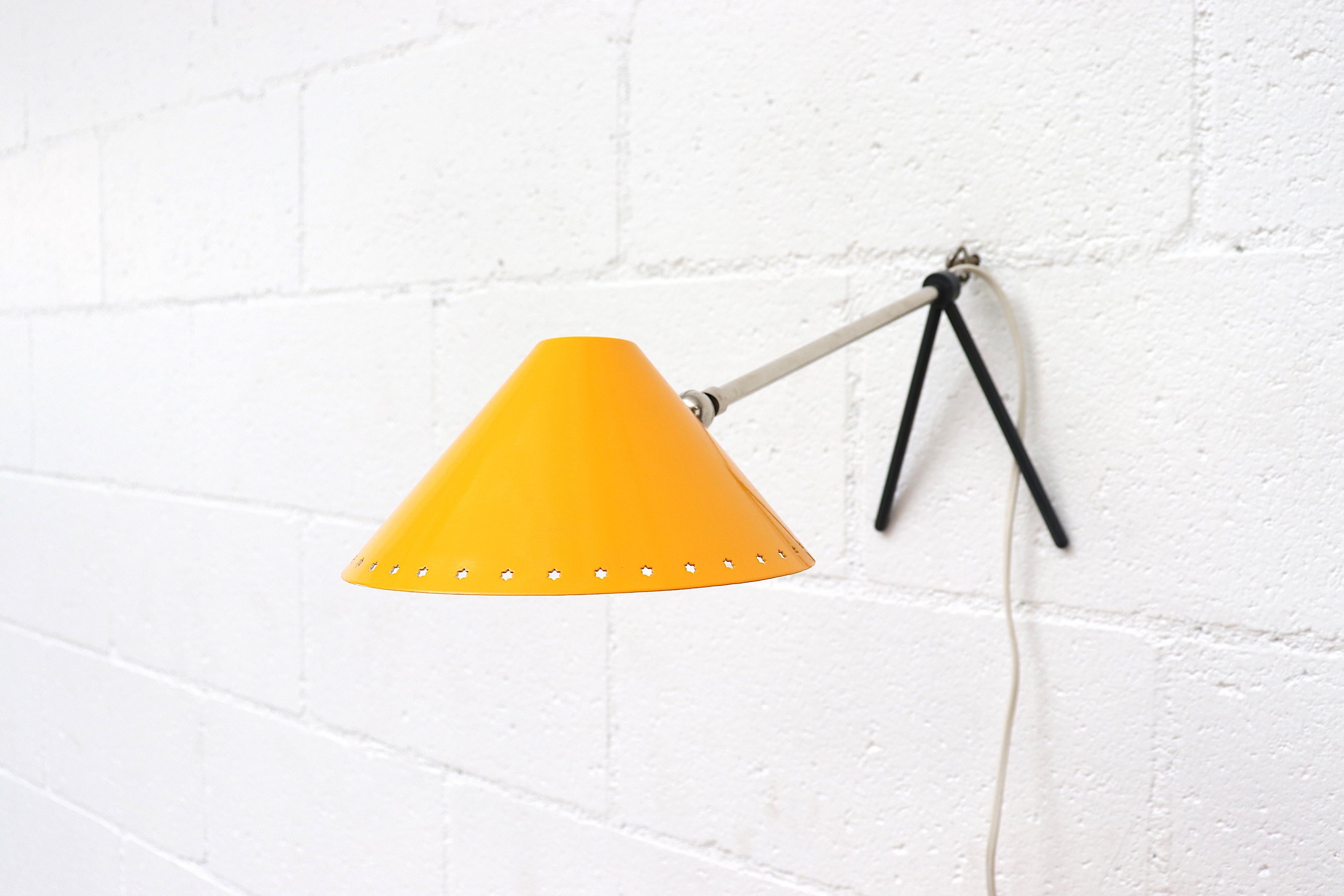 Mid-Century Modern Hala Zeist Yellow Enameled Pinocchio Table or Wall Lamp