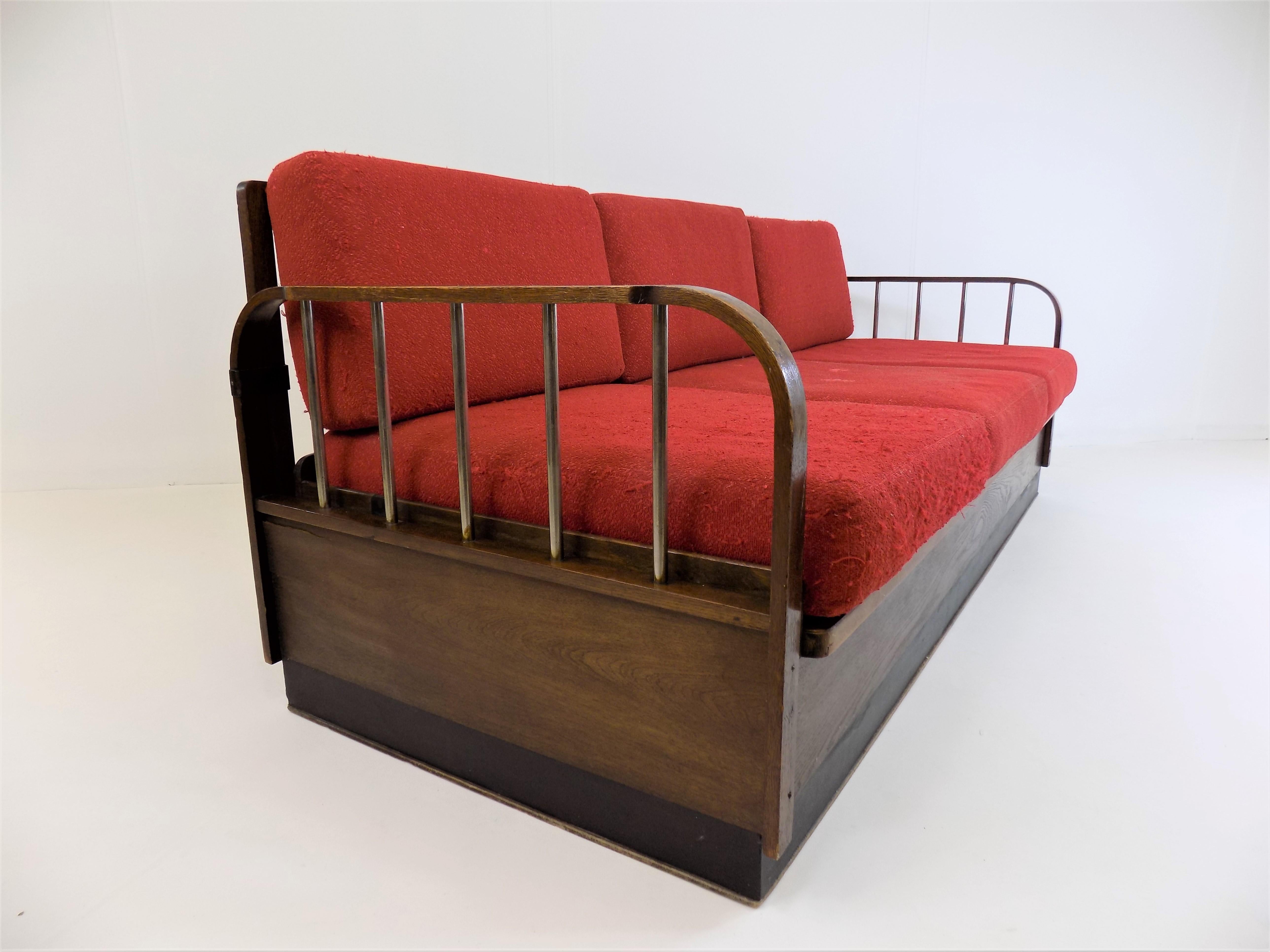 Mid-20th Century Halabala H-215 Bauhaus Sofa for UP Zavody For Sale