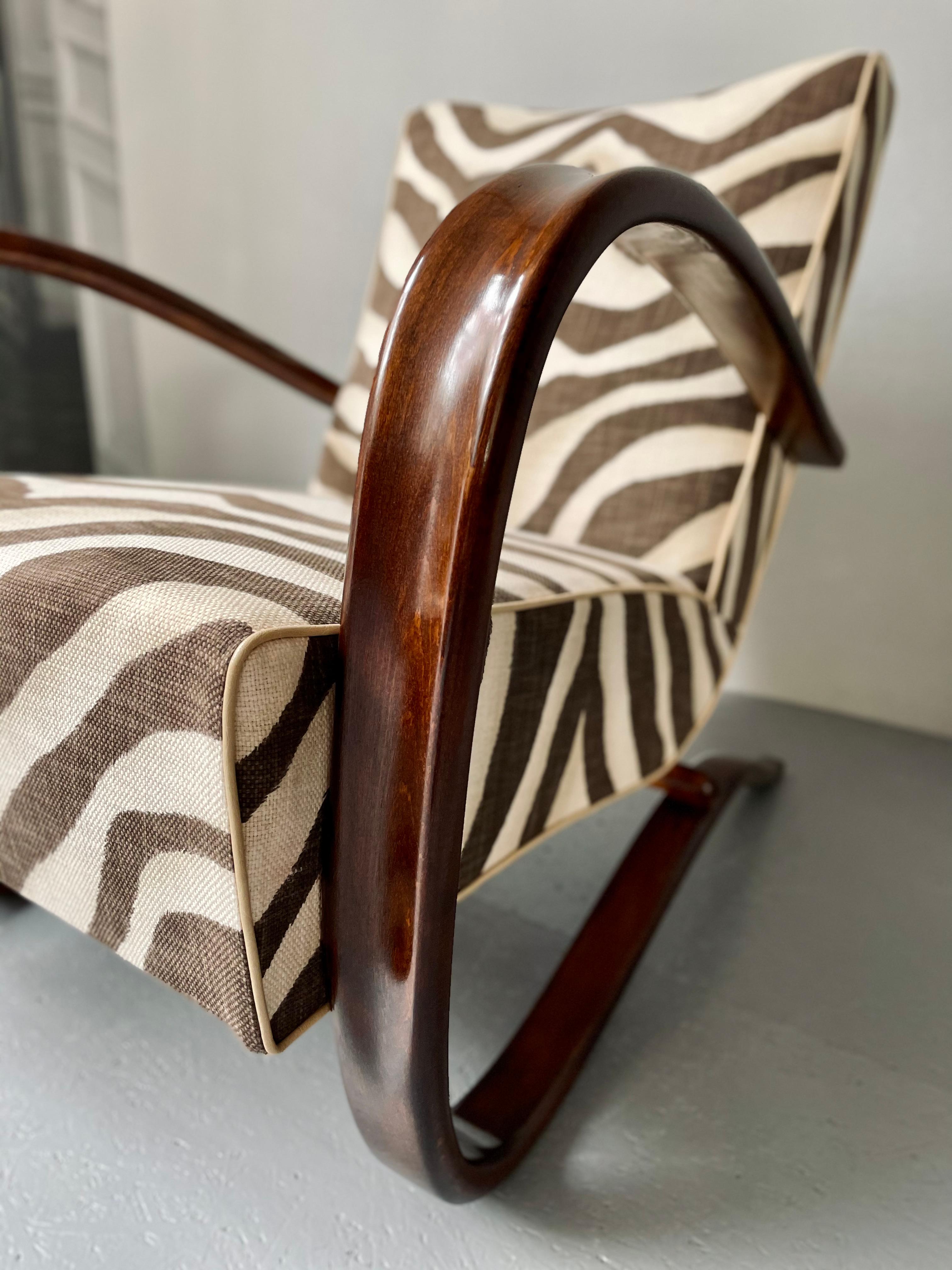 Bentwood Halabala H-269 Armchair in Ralph Lauren Zebra Print