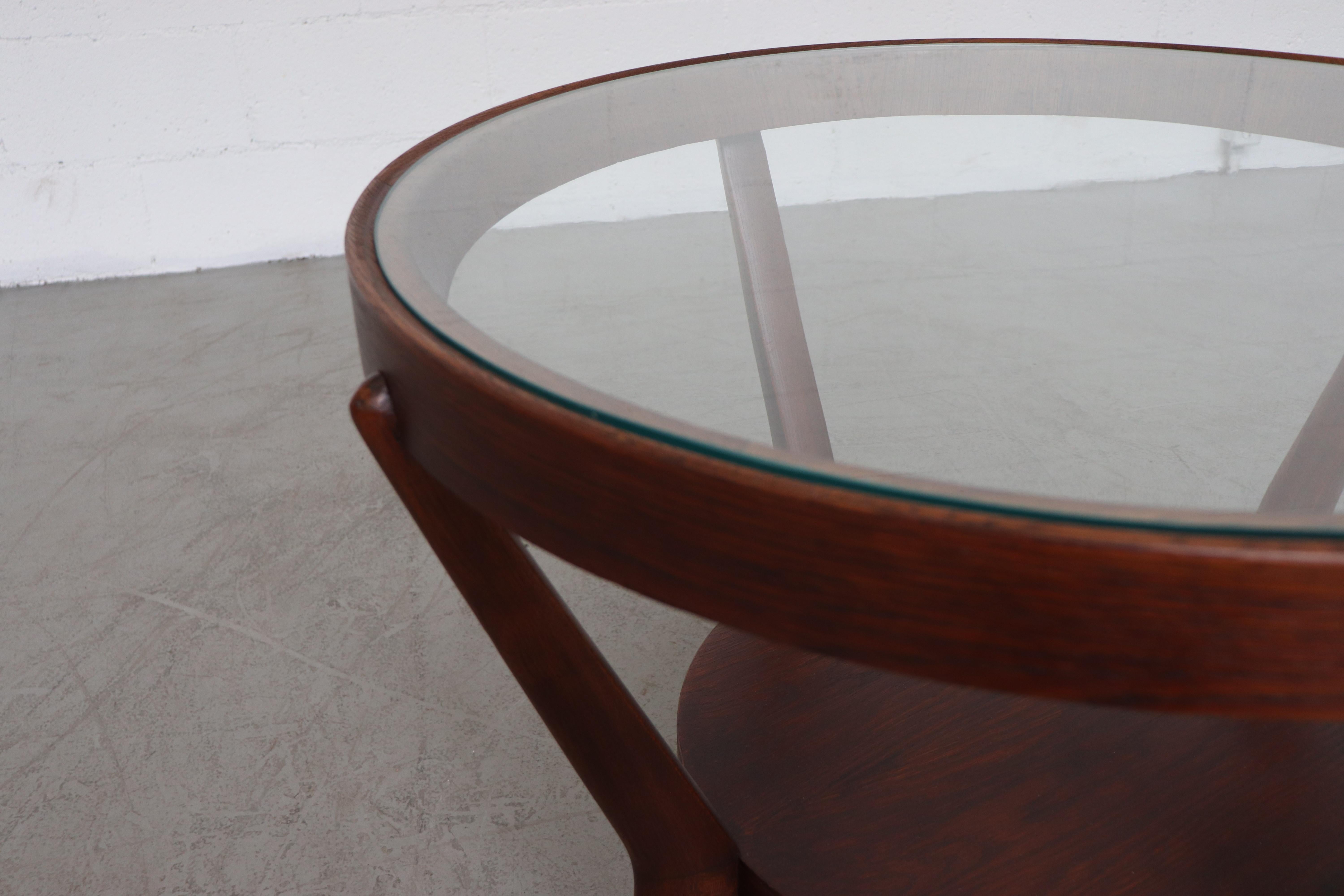 Mid-Century Modern Halabala Style Round Side Table in Dark Wood