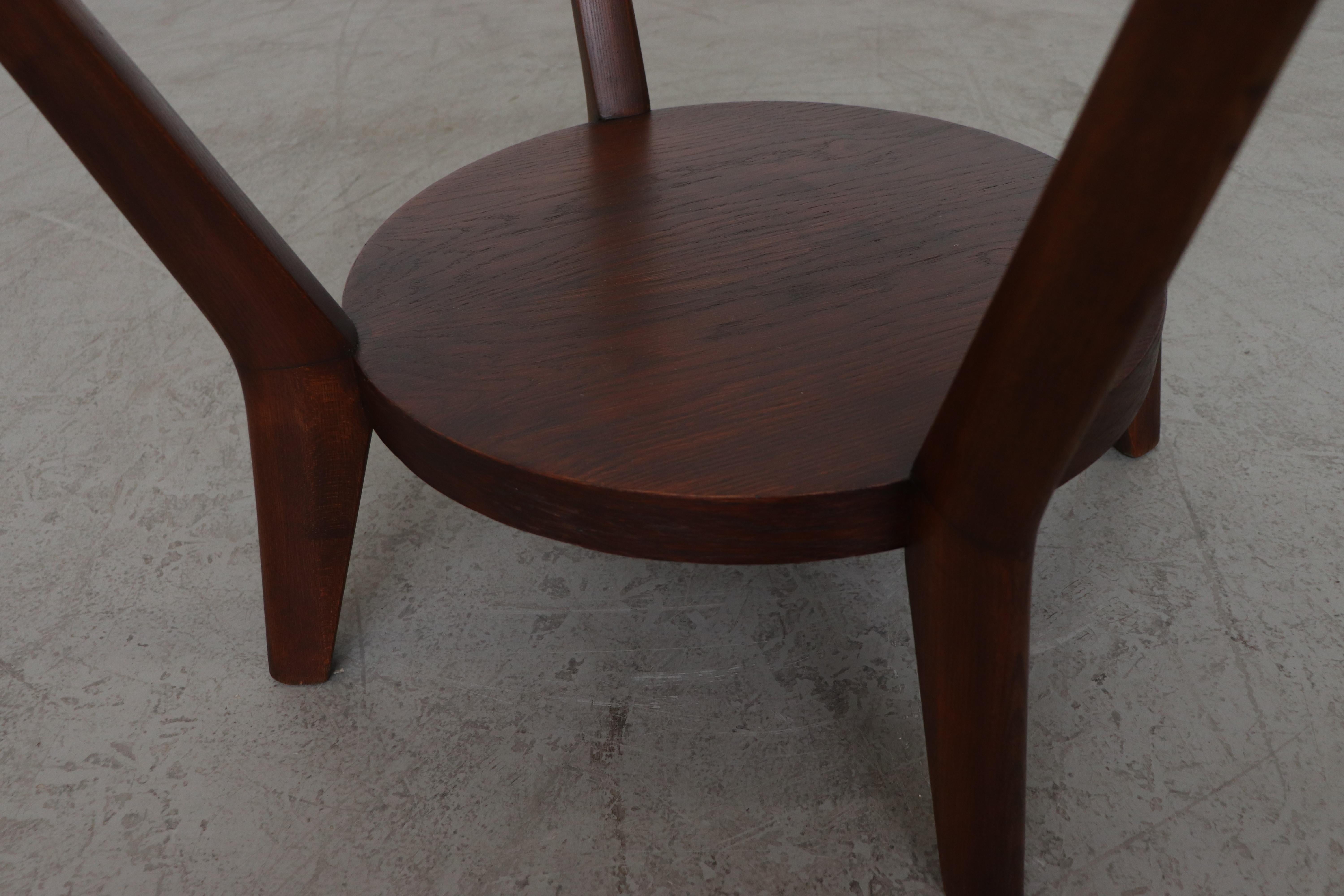 Halabala Style Round Side Table in Dark Wood In Good Condition In Los Angeles, CA