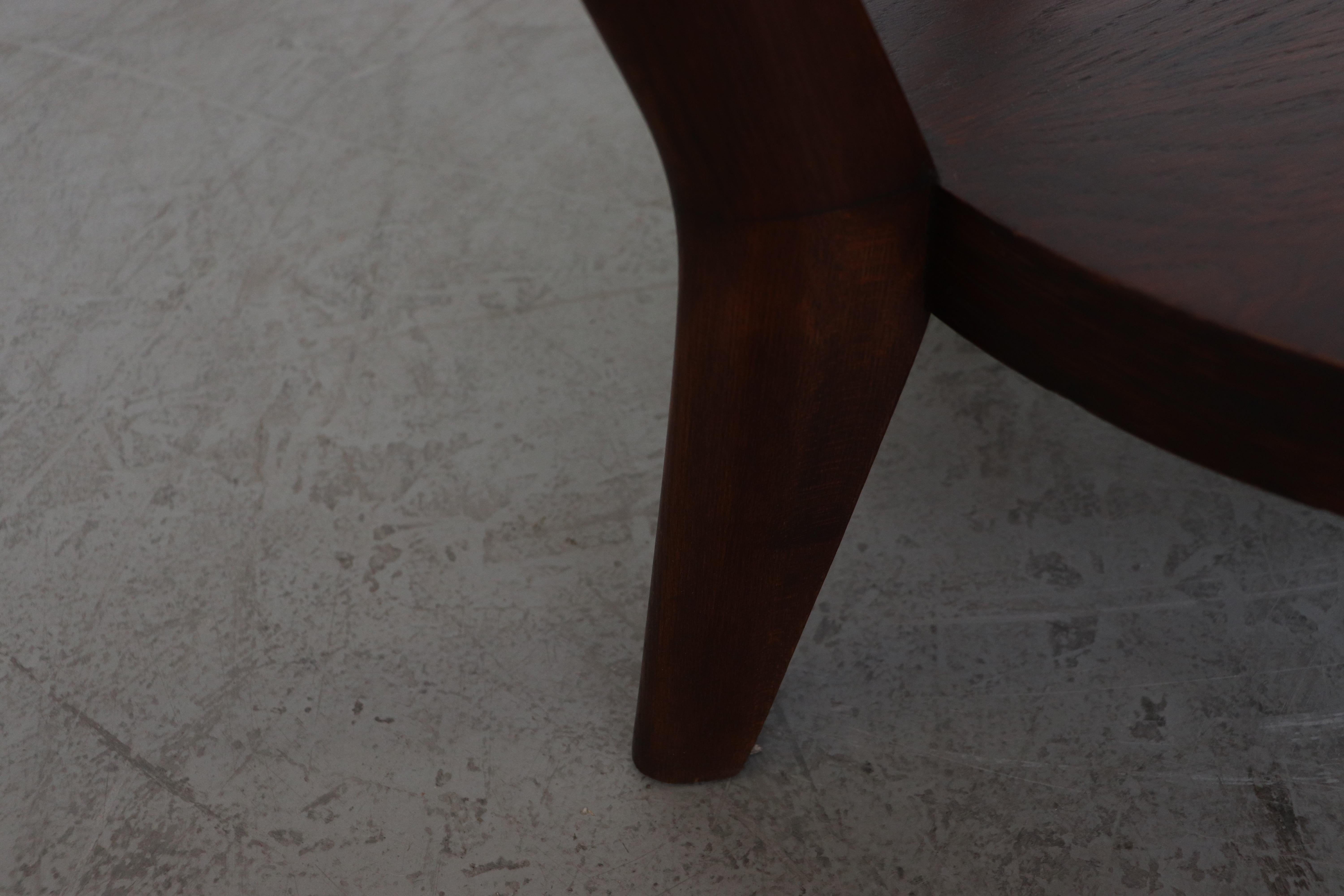 Mid-20th Century Halabala Style Round Side Table in Dark Wood