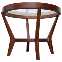 Halabala Style Round Side Table in Dark Wood