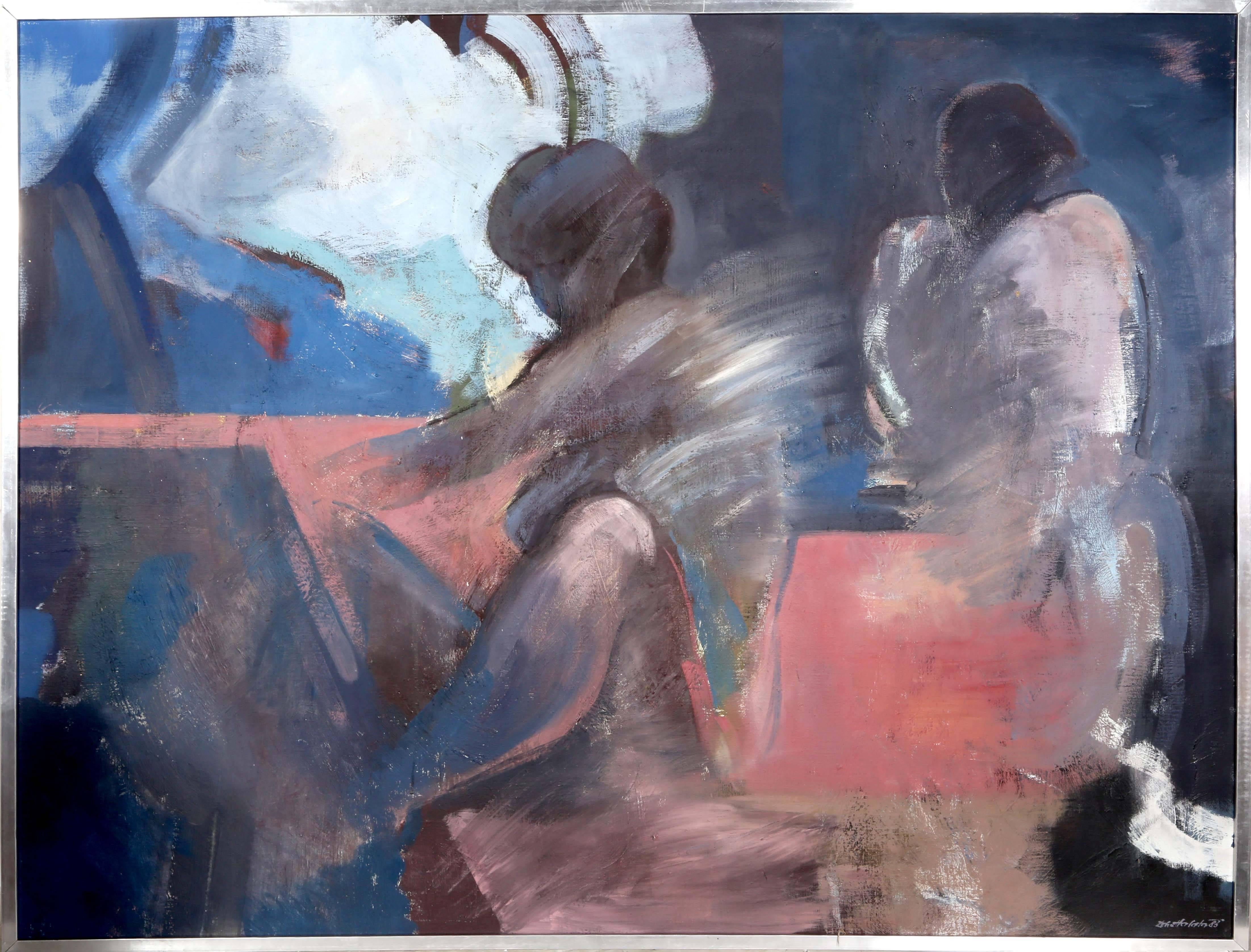 Artistics : Dobroslav Halata, Tchèque (1943 - )
Titre : Deux figures nues
Année : 1983
Moyen d'expression : Huile sur toile, signée
Taille : 45.5 x 59.25 in. (115.57 x 150.5 cm)