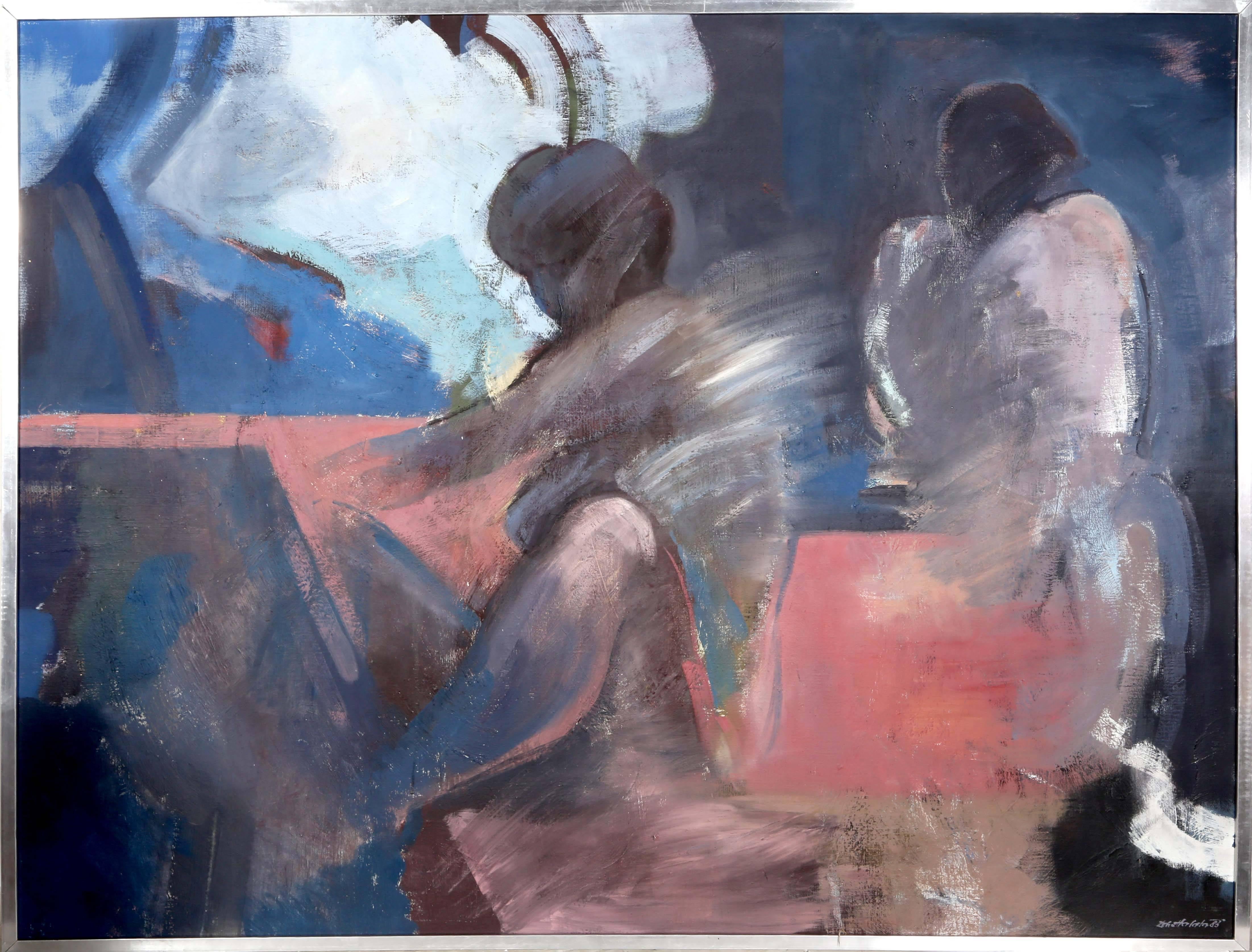 Artista: Dobroslav Halata, checo (1943 - )
Título: Dos figuras desnudas
Año: 1983
Técnica: Óleo sobre lienzo, firmado
Tamaño: 115,57 x 150,5 cm (45,5 x 59,25 pulg.)