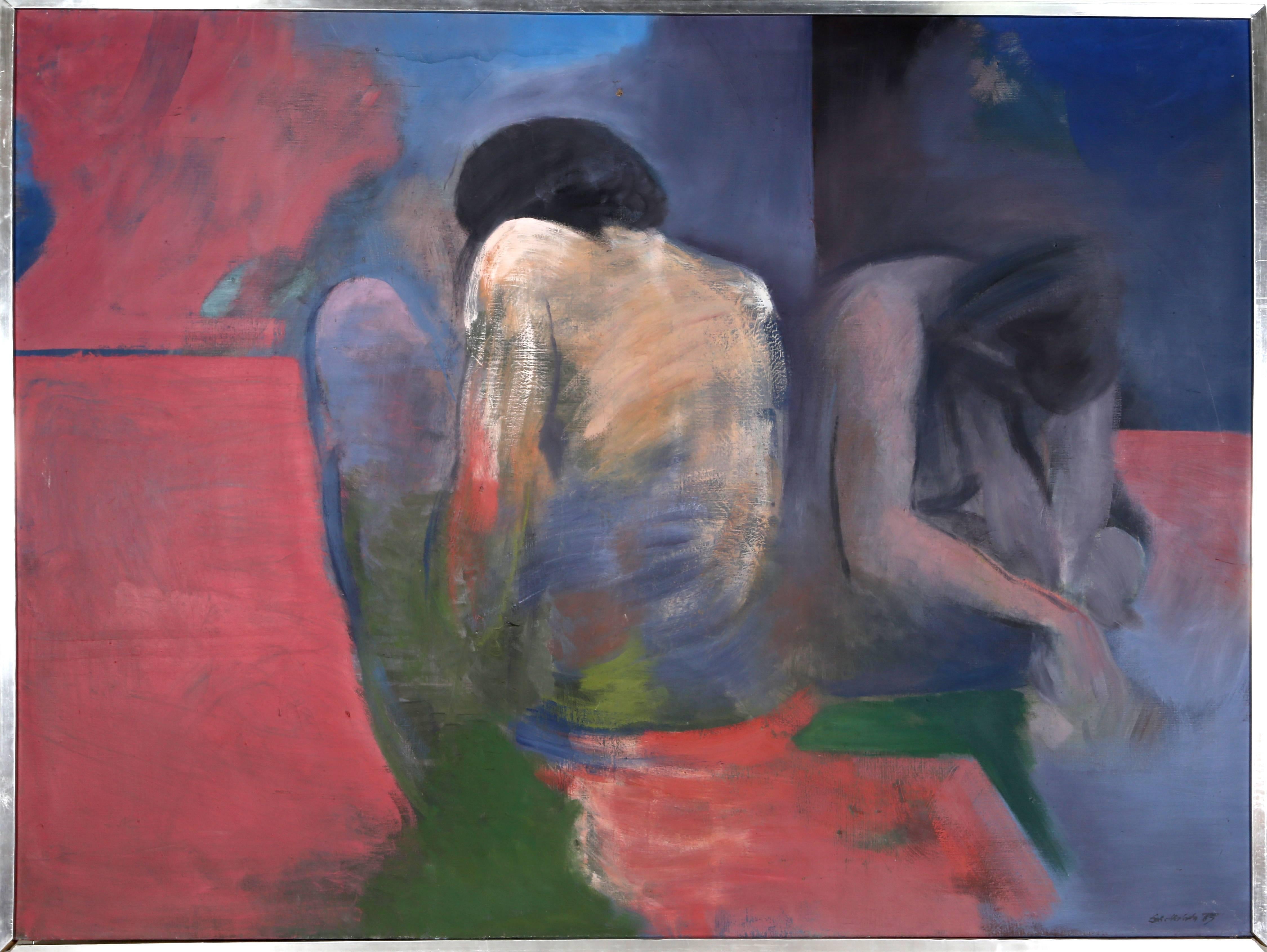 Artista: Dobroslav Halata, checo (1943 - )
Título: Dos figuras desnudas sentadas
Año: 1983
Técnica: Óleo sobre lienzo, firmado
Tamaño: 115,57 x 149,86 cm (45,5 x 59 pulg.)
Tamaño del marco: 46,5 x 60 pulgadas