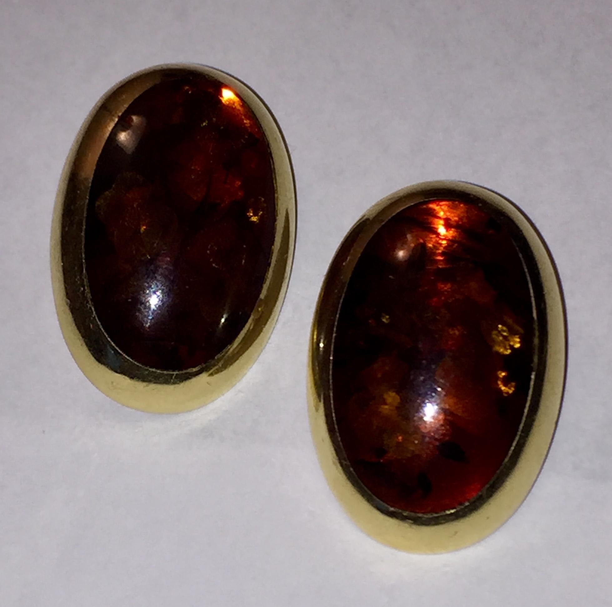 Halberstadt Willy Fagert 14 Karat Gold Orange Baltic Amber Earrings For Sale 3