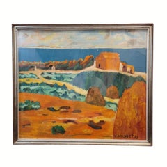Oil on canvas “Mediterranean Landscape”, H. Halbertus, Post-Impressionism, Italy