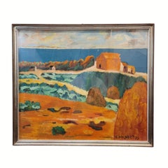 Oil on canvas “Mediterranean Landscape”, H. Halbertus, Post-Impressionism, Italy