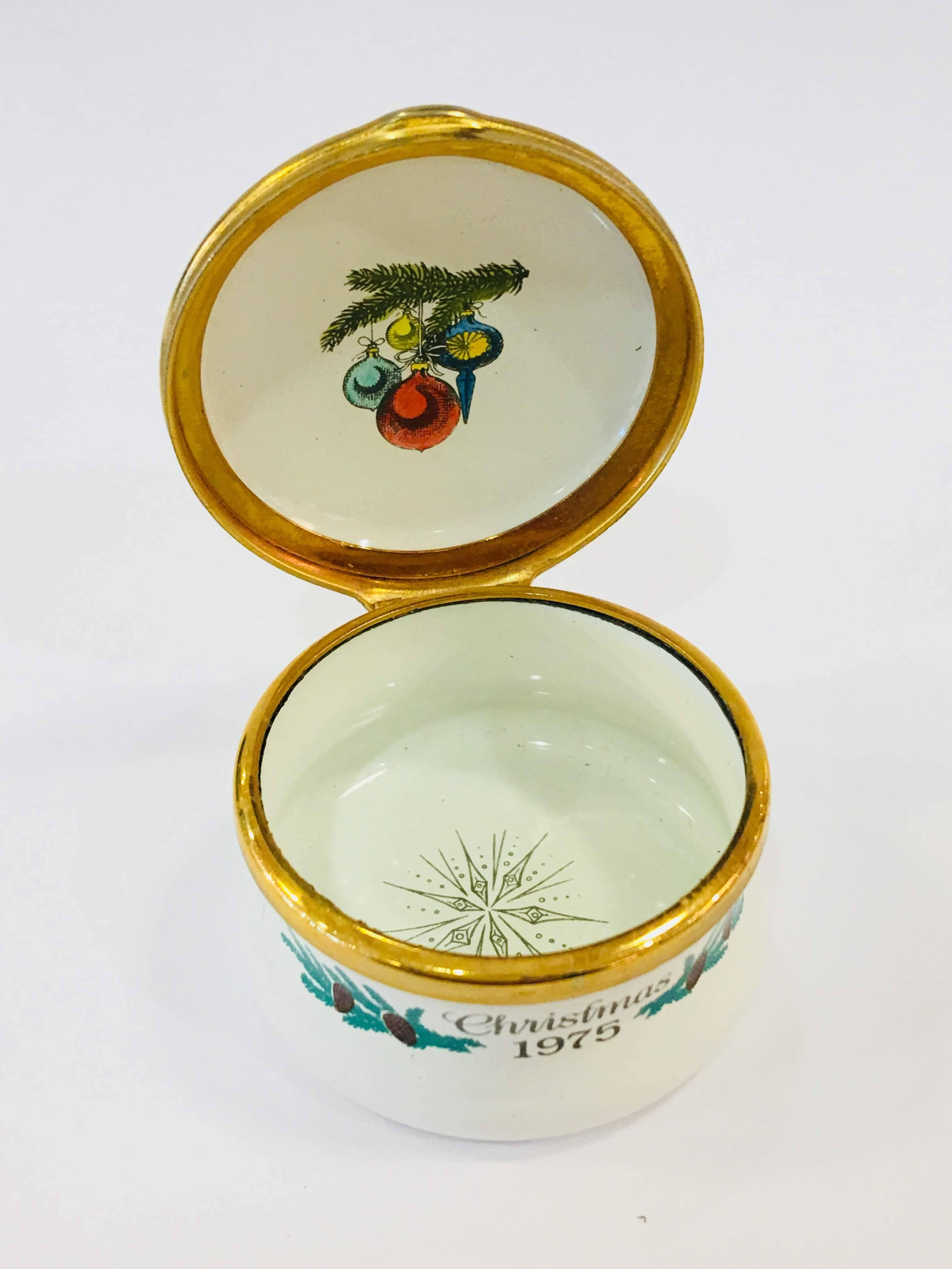 Enamel Halcyon Days, Christmas 1975 Box