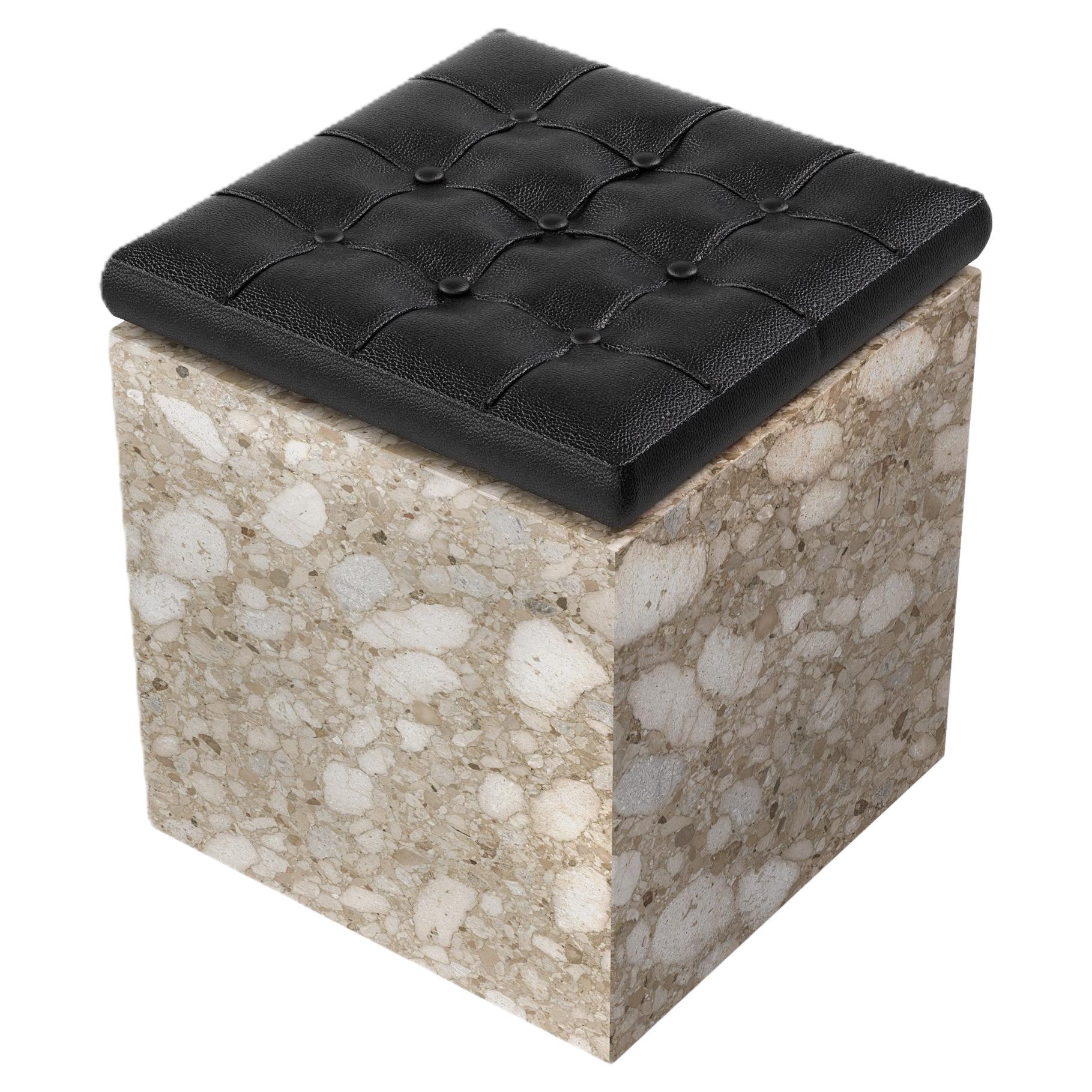 Halden - Pouf in marmo - Beige Breccia