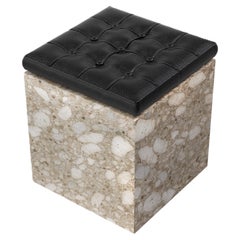 Halden - Tufted Marble Ottoman - Beige Breccia