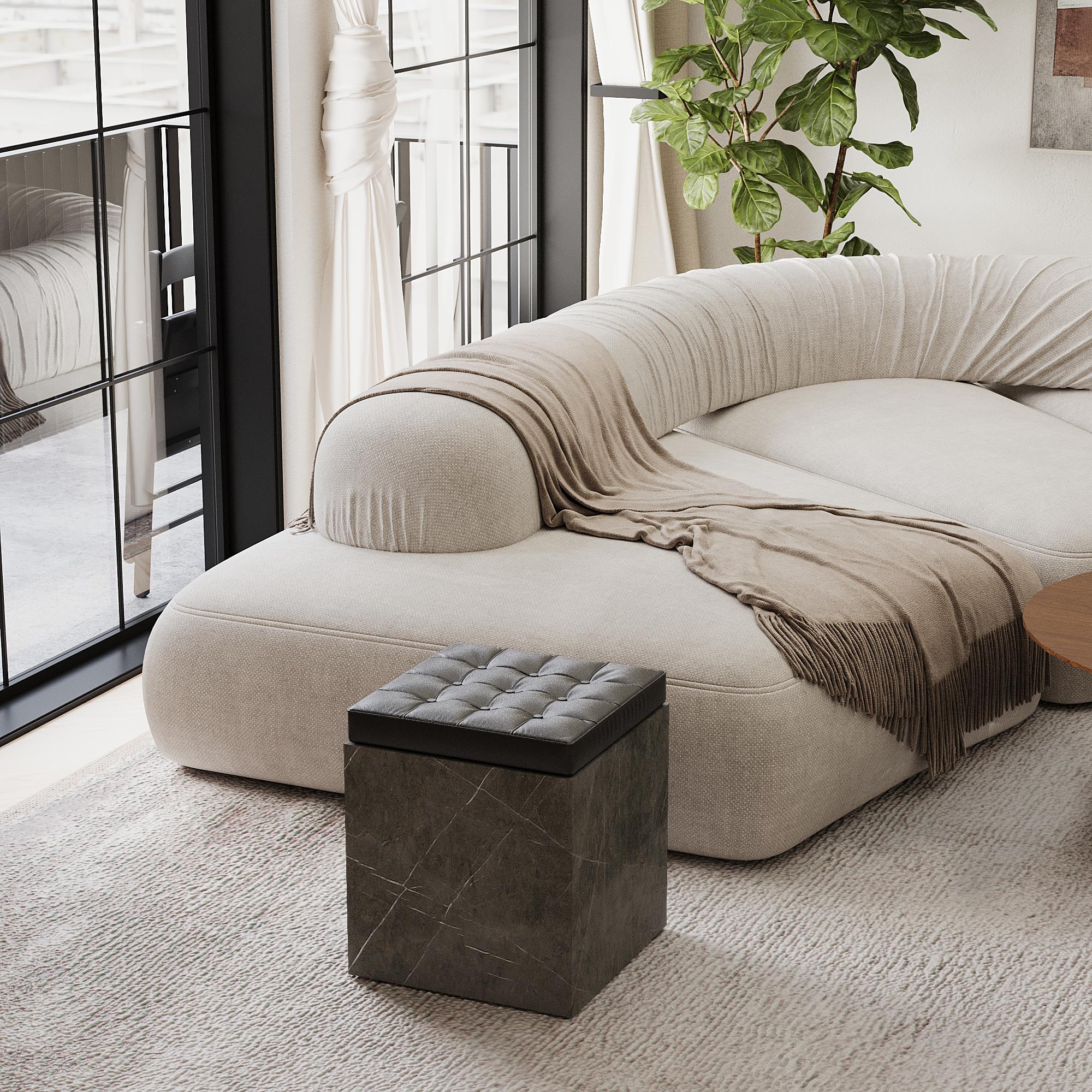 Halden - Pouf in marmo trapuntato - Black Eagle in vendita 2