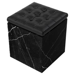 Halden - Tufted Marble Ottoman - Black Eagle