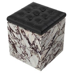 Halden - Tufted Marble Ottoman - Calacatta Viola