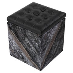 Halden - Tufted Marble Ottoman - Grey Galaxy