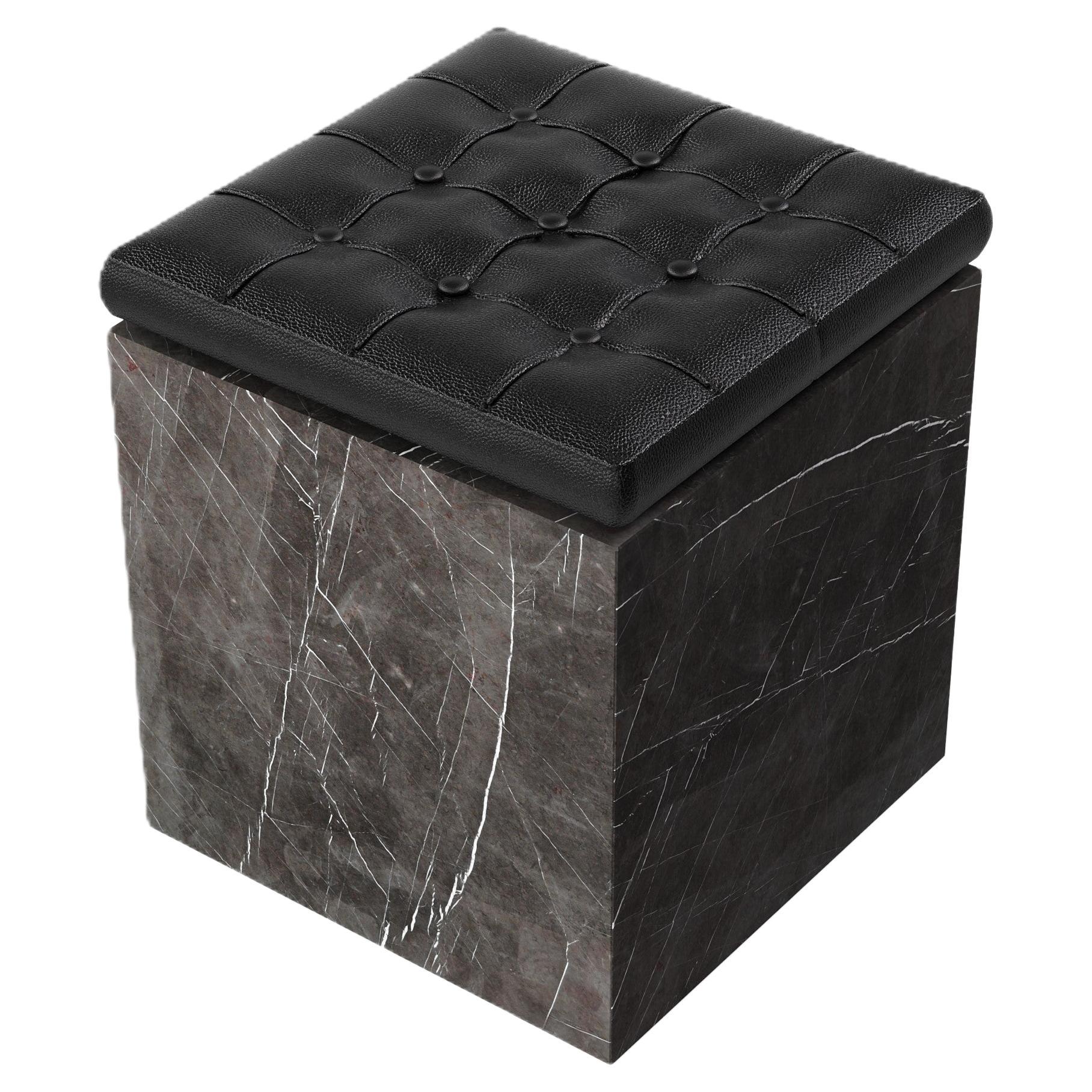 Halden - Pouf in marmo trapuntato - Grigio Kenzo