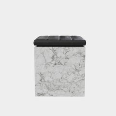 Halden - Tufted Marble Ottoman - White Carrara