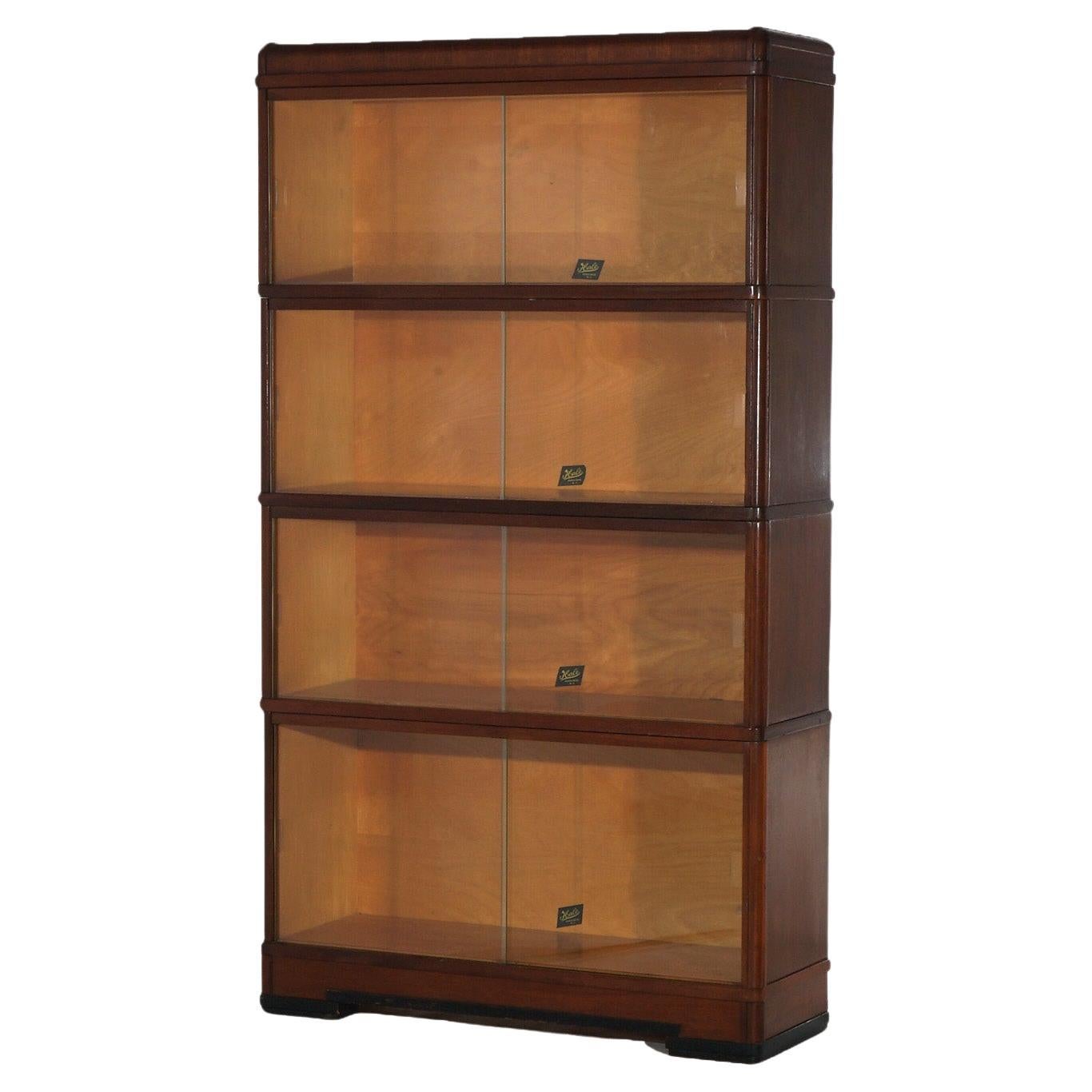 Hale Art Deco Mahogany Four Stack Barrister Bookcase C1930 For Sale