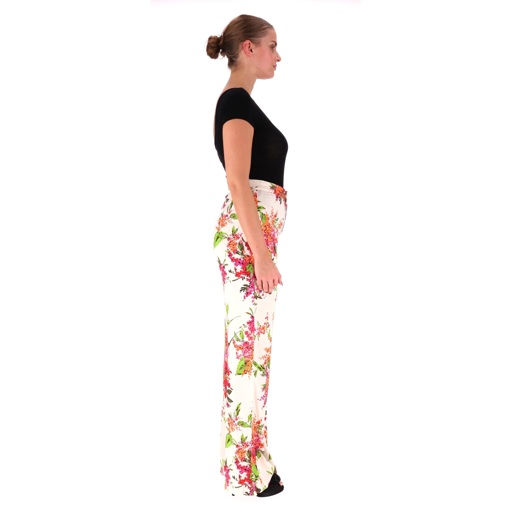 Blanc Hale Bob - Pantalon évasé à imprimé floral en vente