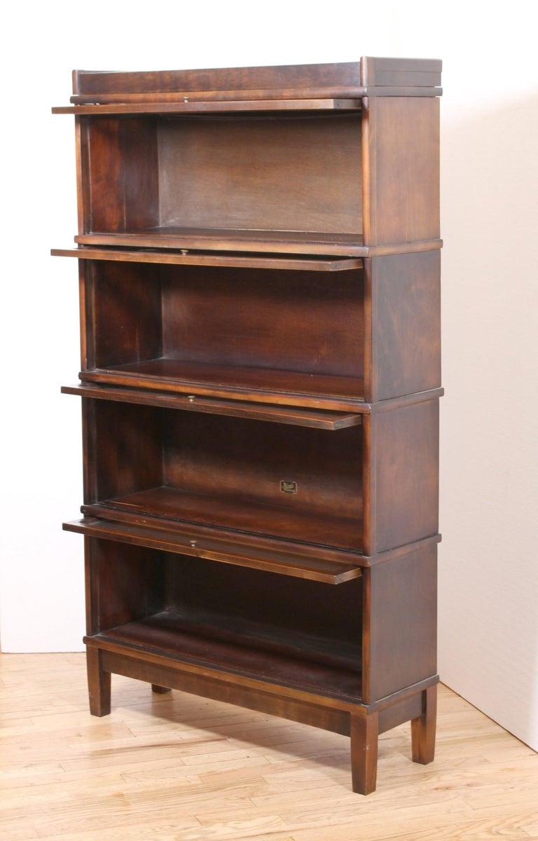 Hale FourTier Solid Wood Sectional Barrister Bookcase Glass Doors