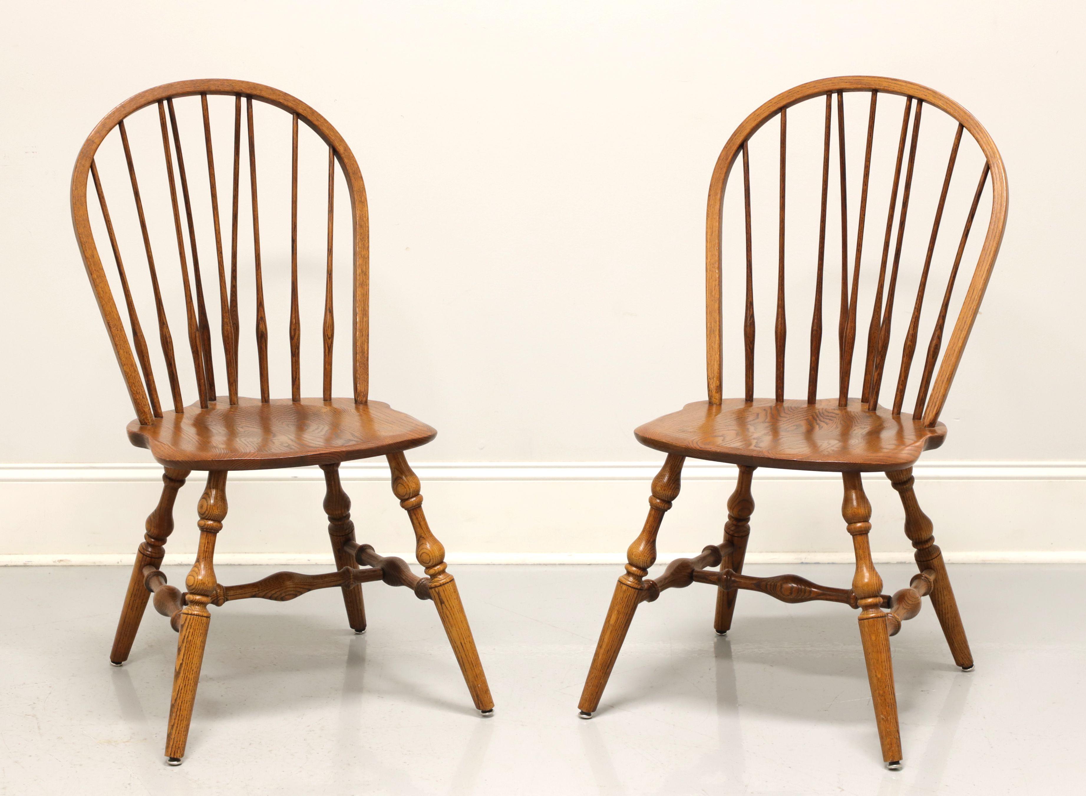 HALE Mid 20th Century Solid Oak Windsor Dining Side Chairs - Pair A 6