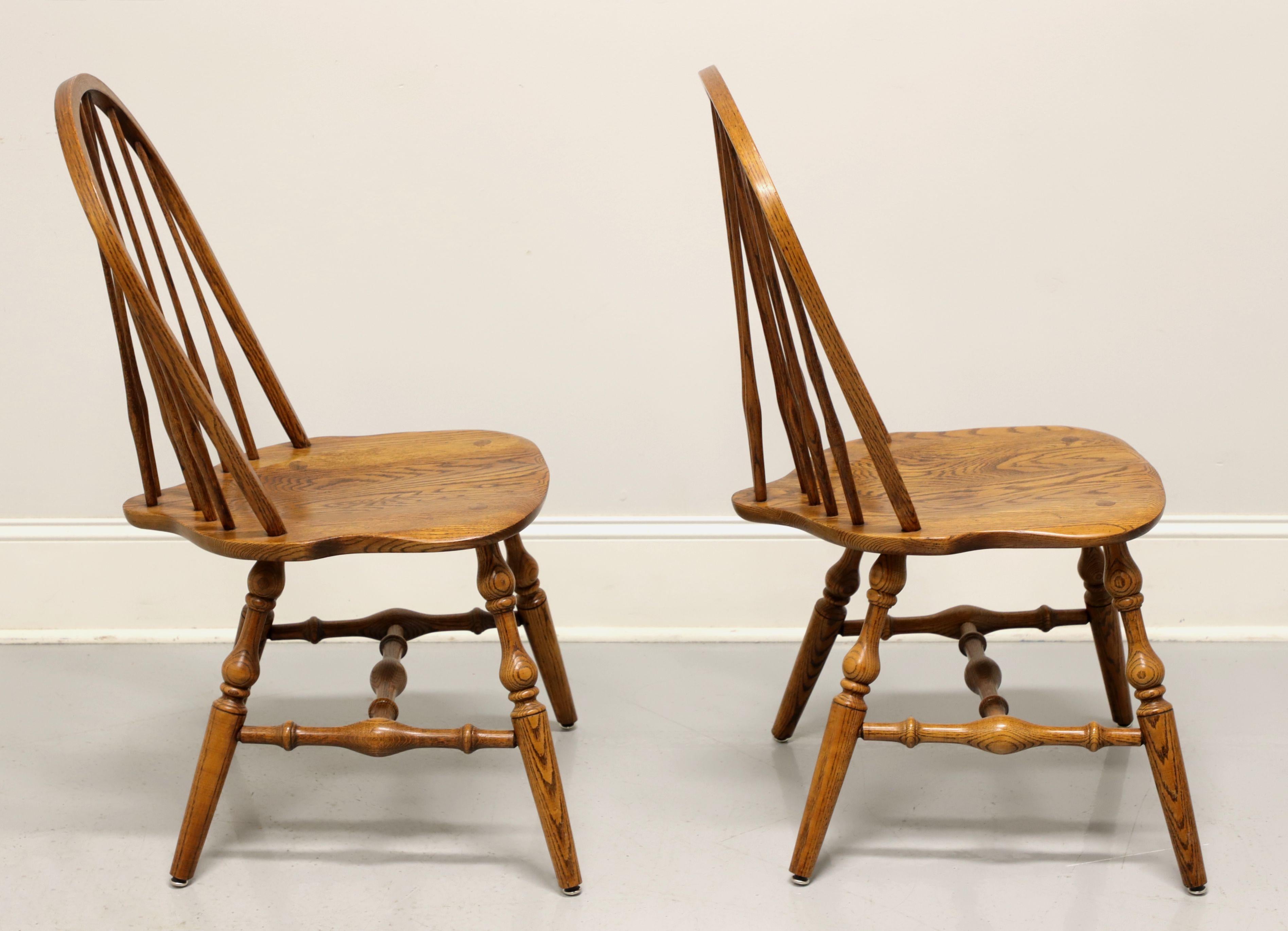 American HALE Mid 20th Century Solid Oak Windsor Dining Side Chairs - Pair A