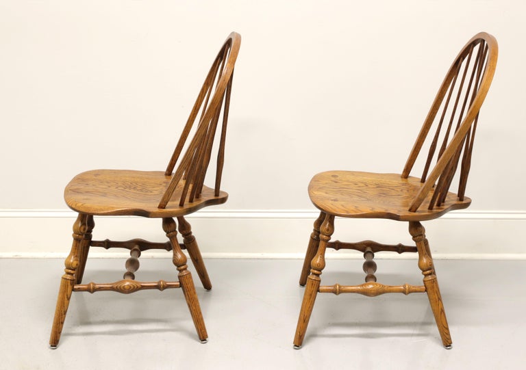 HALE Mid 20th Century Solid Oak Windsor Dining Side Chairs - Pair A For Sale 1