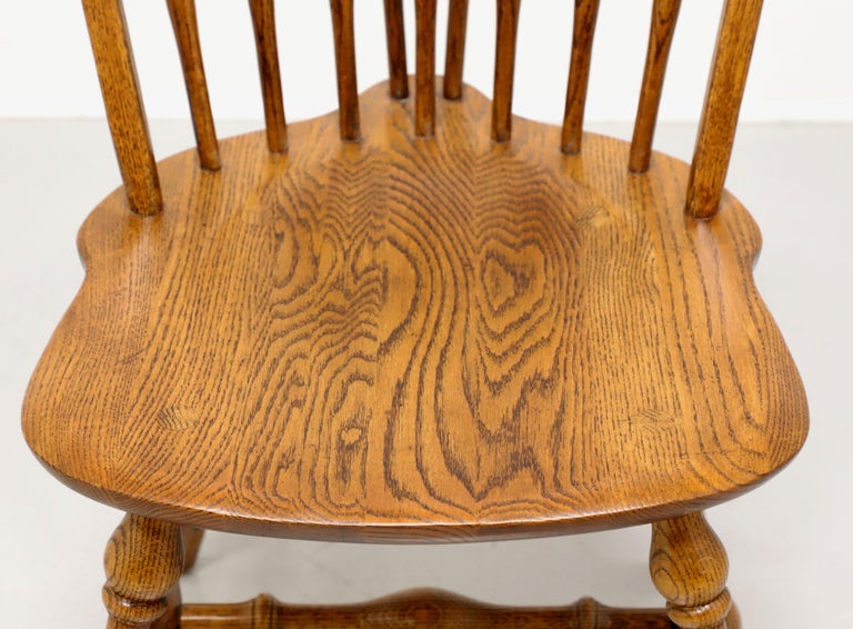HALE Mid 20th Century Solid Oak Windsor Dining Side Chairs - Pair A For Sale 3