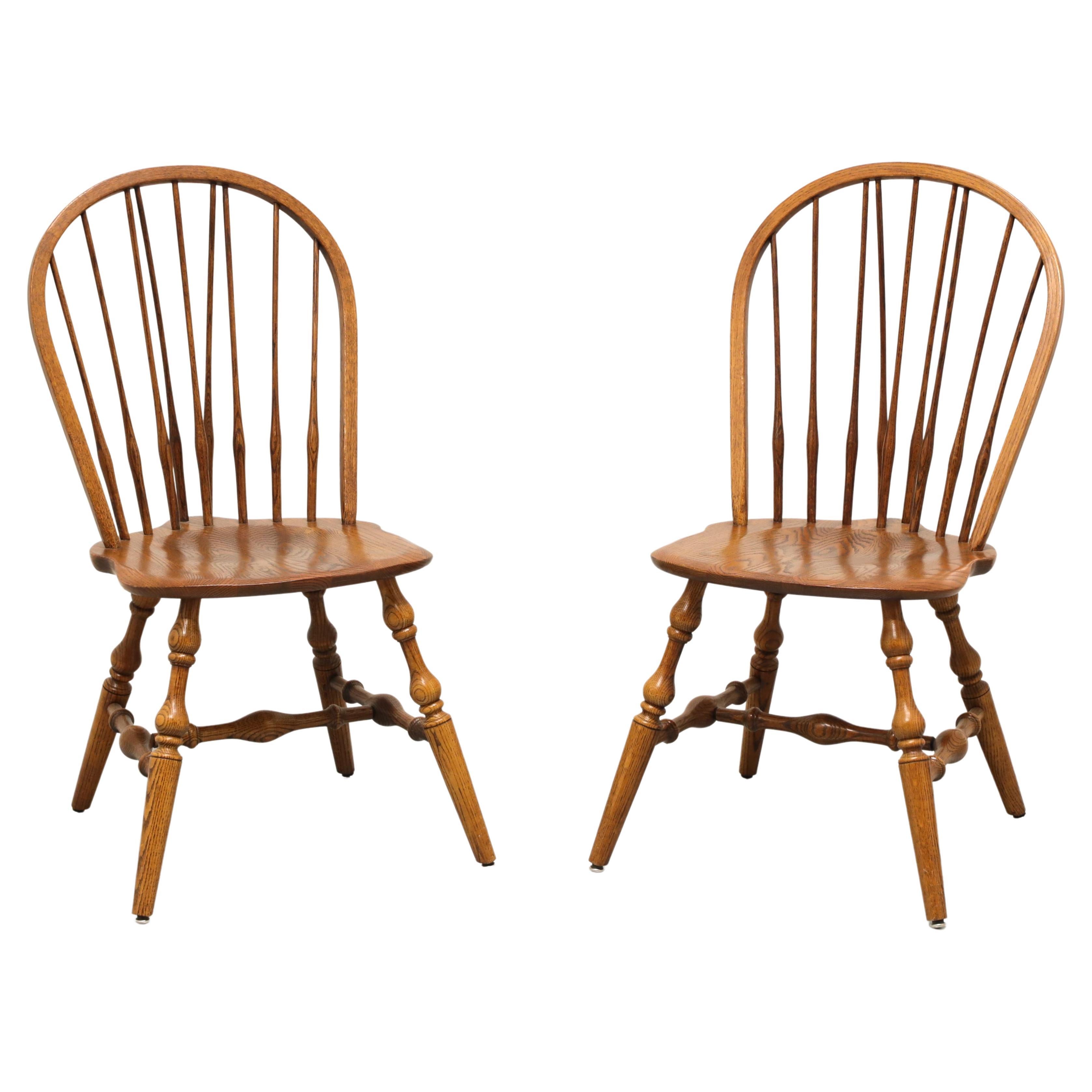 HALE Mid 20th Century Solid Oak Windsor Dining Side Chairs - Pair A
