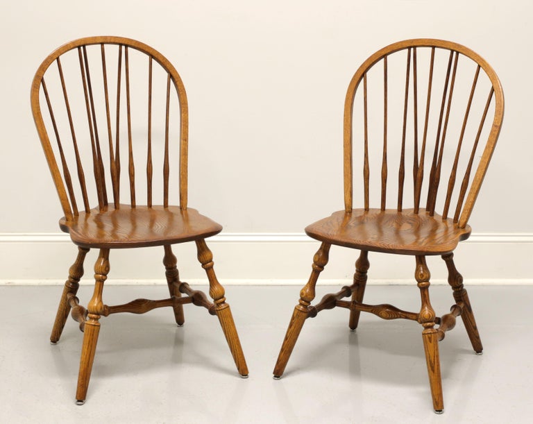 HALE Mid 20th Century Solid Oak Windsor Dining Side Chairs - Pair B For Sale 6