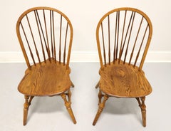 HALE Mid 20th Century Solid Oak Windsor Dining Side Chairs - Pair B
