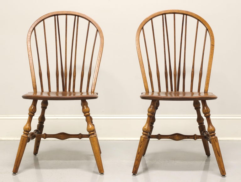 George III HALE Mid 20th Century Solid Oak Windsor Dining Side Chairs - Pair B For Sale