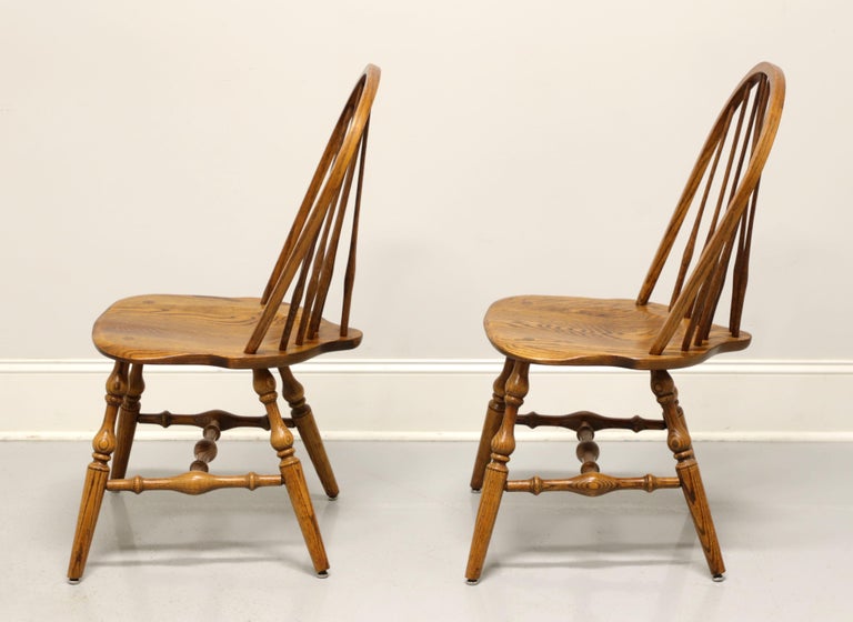 HALE Mid 20th Century Solid Oak Windsor Dining Side Chairs - Pair B For Sale 1