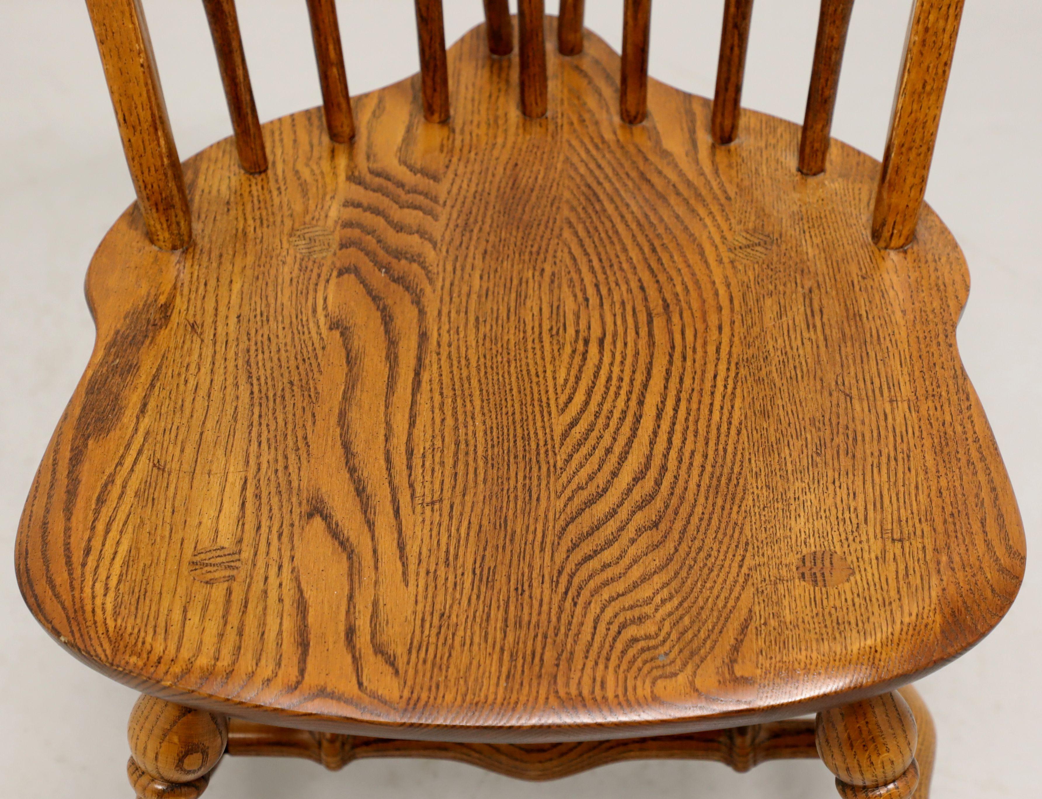 HALE Mid 20th Century Solid Oak Windsor Dining Side Chairs - Pair B In Good Condition In Charlotte, NC