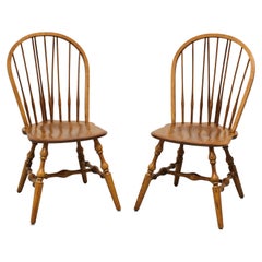 HALE Mid 20th Century Solid Oak Windsor Dining Side Chairs - Pair B