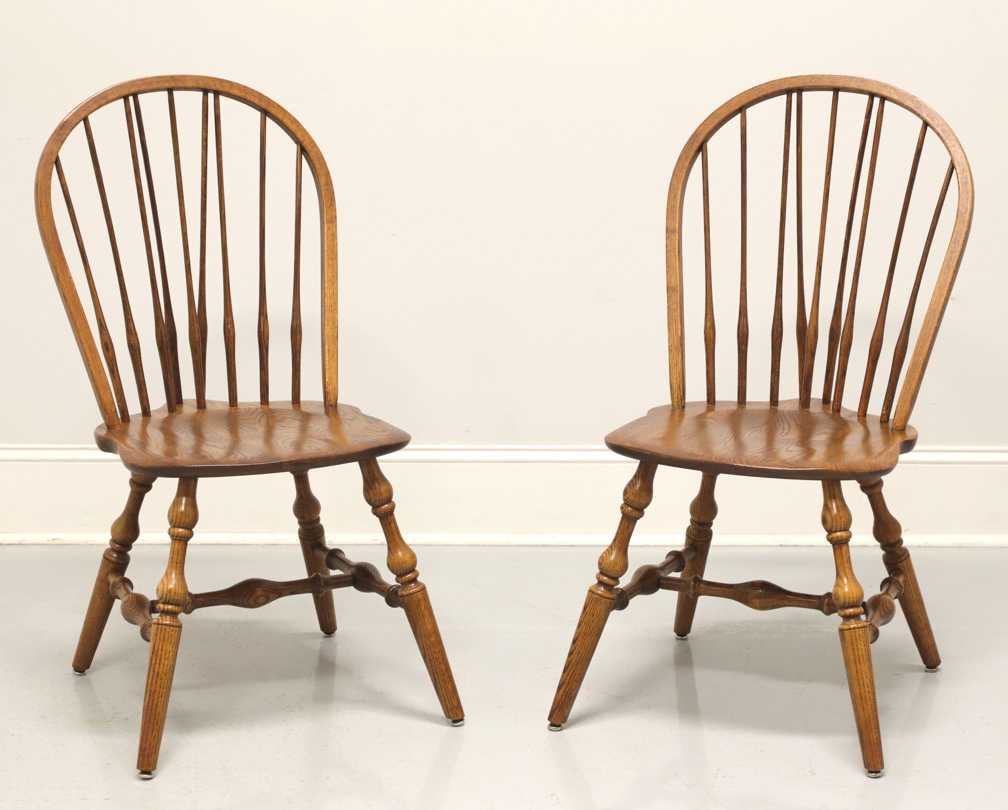 HALE Mid 20th Century Solid Oak Windsor Dining Side Chairs - Pair C 4