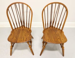 HALE Mid 20th Century Solid Oak Windsor Dining Side Chairs - Pair C