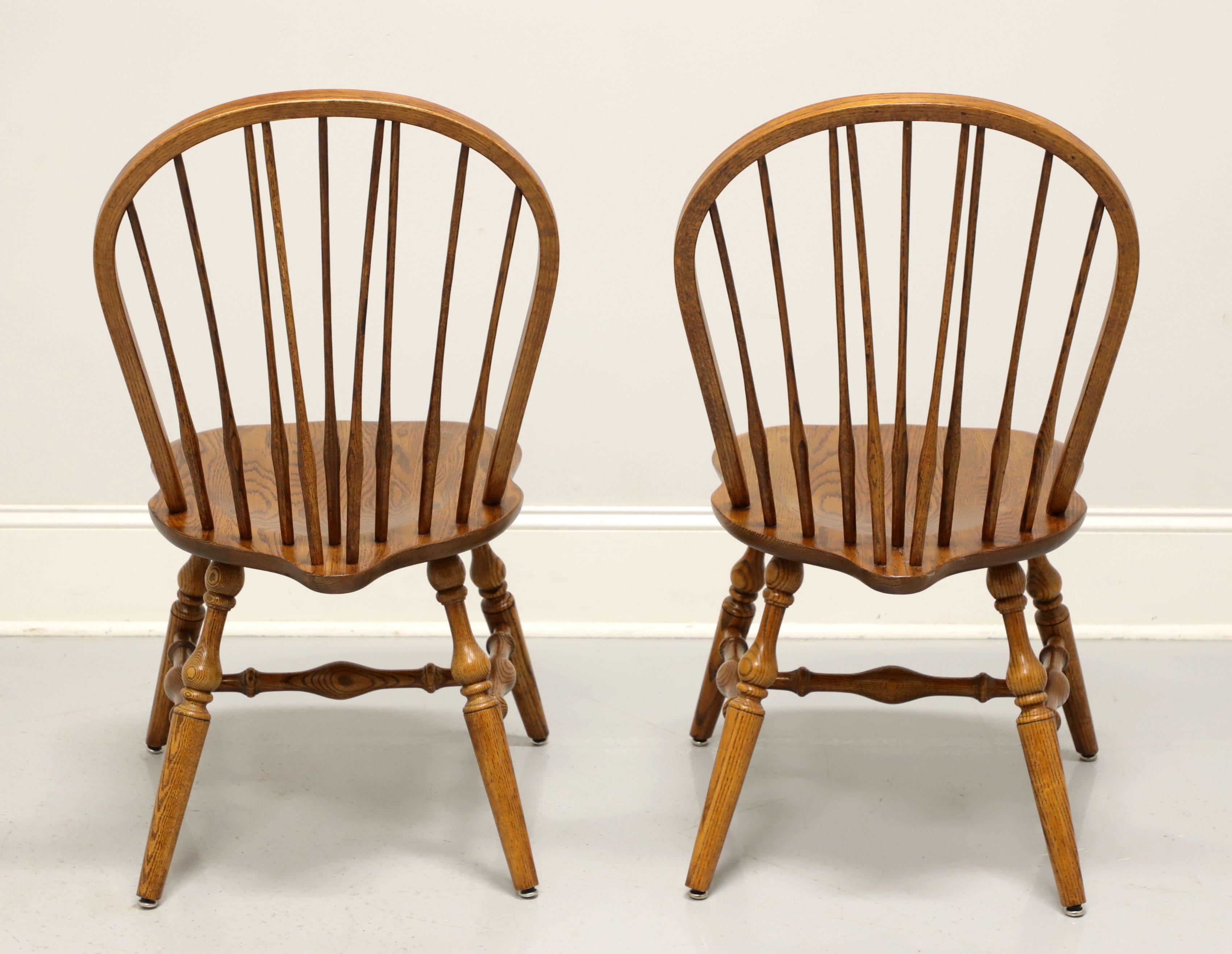 George III HALE Mid 20th Century Solid Oak Windsor Dining Side Chairs - Pair C