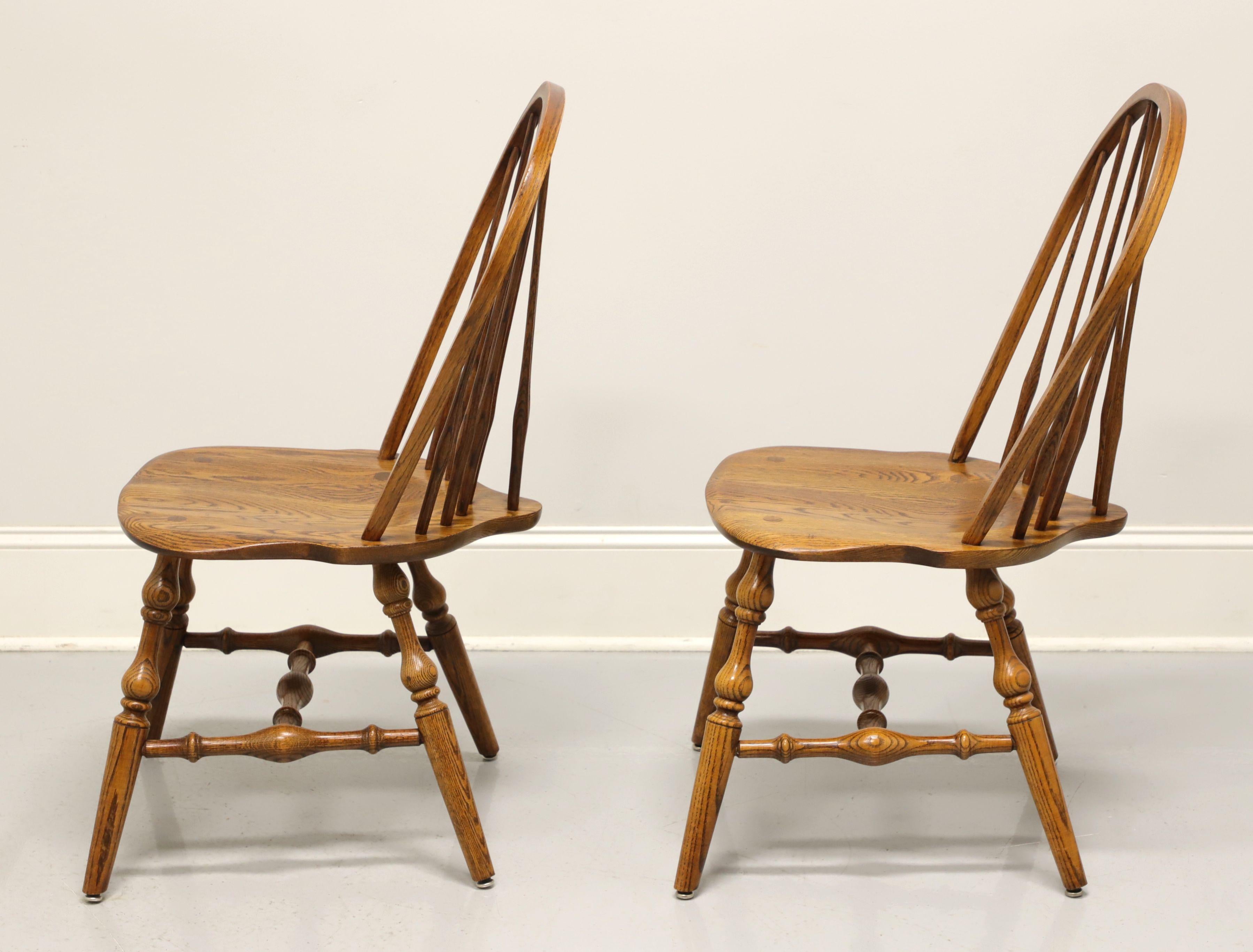 American HALE Mid 20th Century Solid Oak Windsor Dining Side Chairs - Pair C